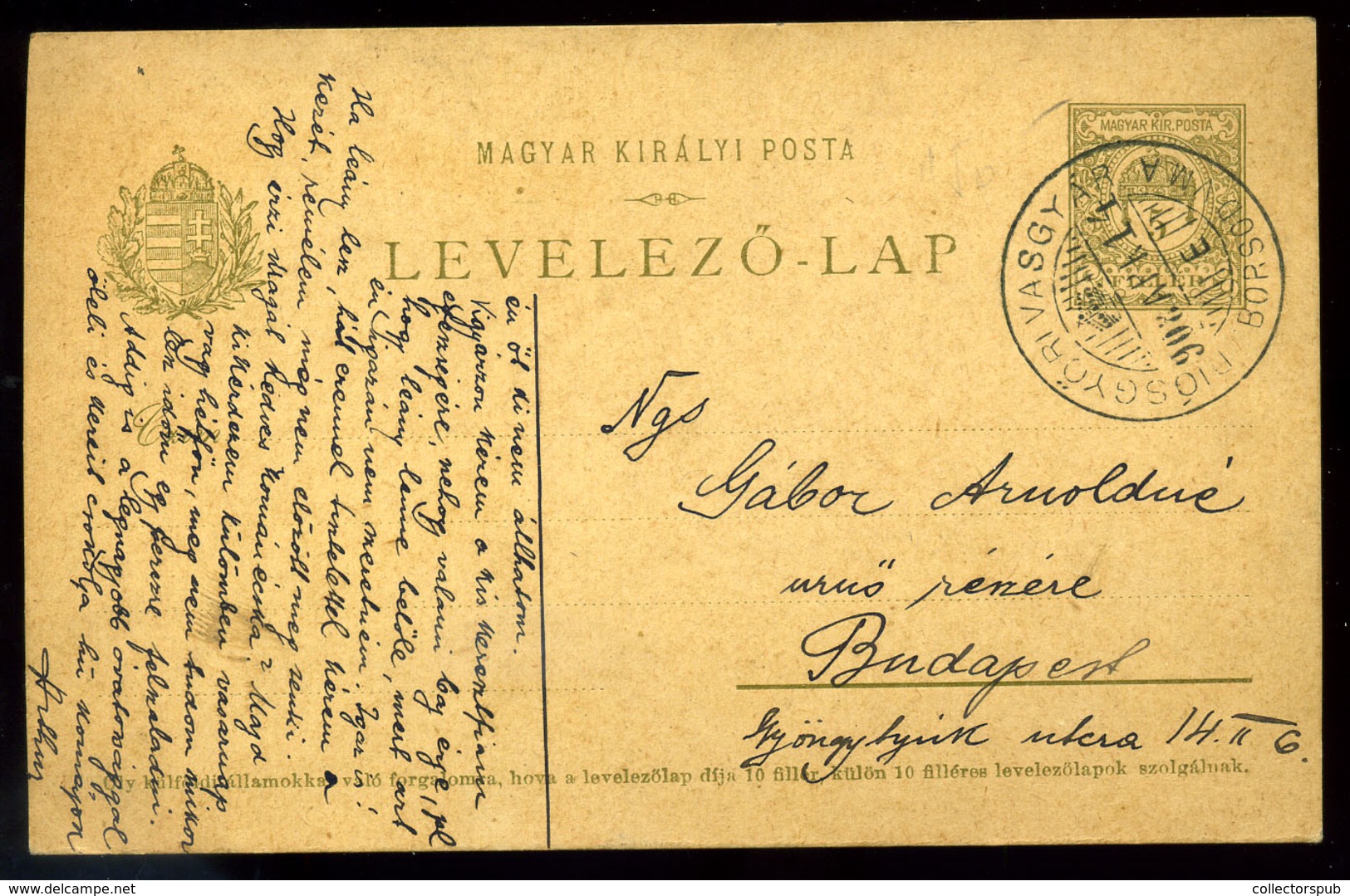 DIÓSGYŐR 1902. Rajzos, Díjjegyes Levlap Budapestre Küldve  /  Drawn P.card To Budapest - Gebruikt