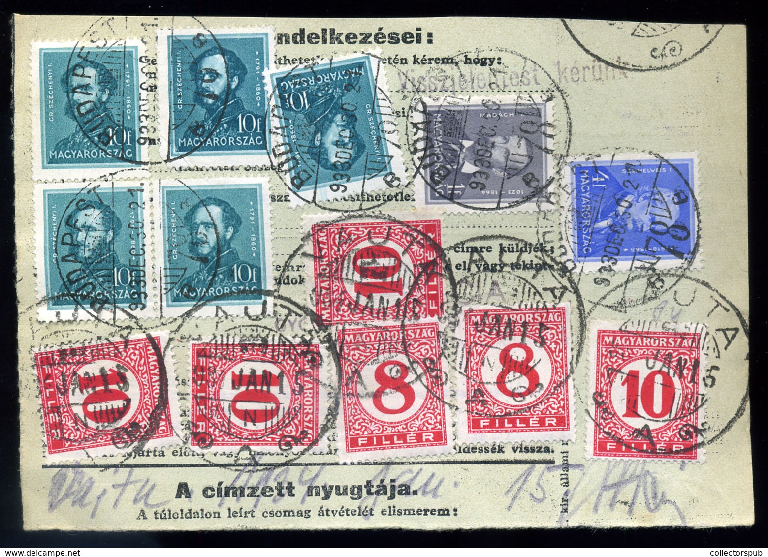 1939. Csomagszállító Arcképek Bélyegekkel, Hatbélyeges Portózással  /  Parcel P.card Portraits Stamps, 6 Stamp Postage D - Lettres & Documents