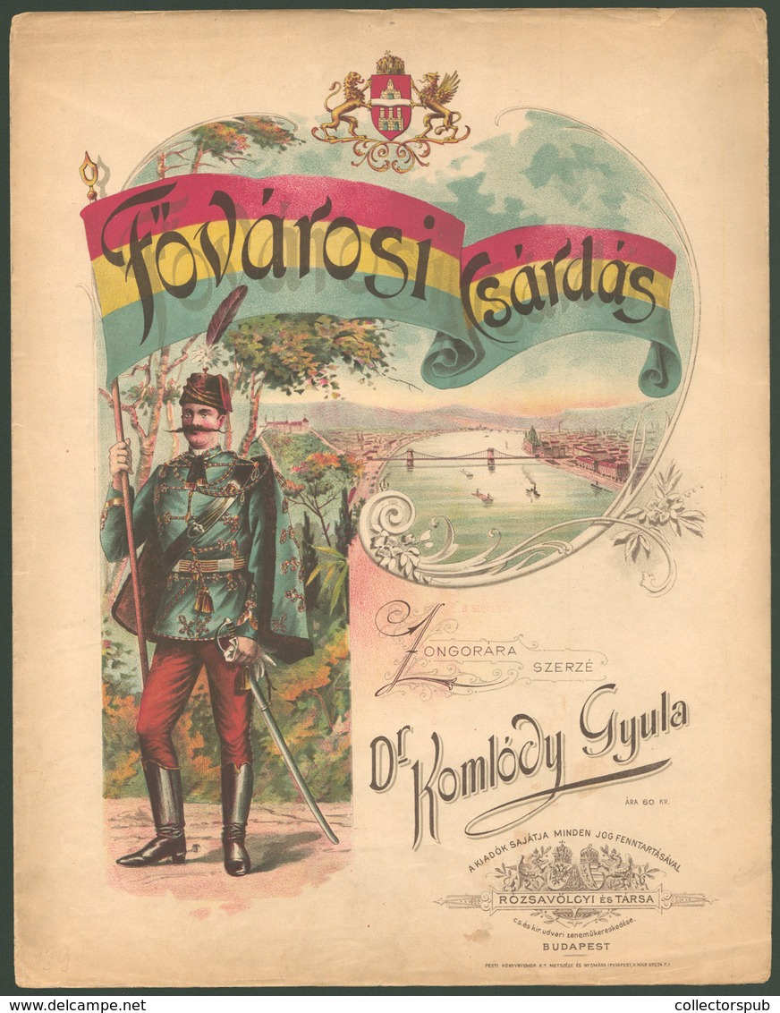 1896. Fővárosi Csárdás, Dekoratív Kottafüzet, Litografált Látképes Borítóval - Unclassified