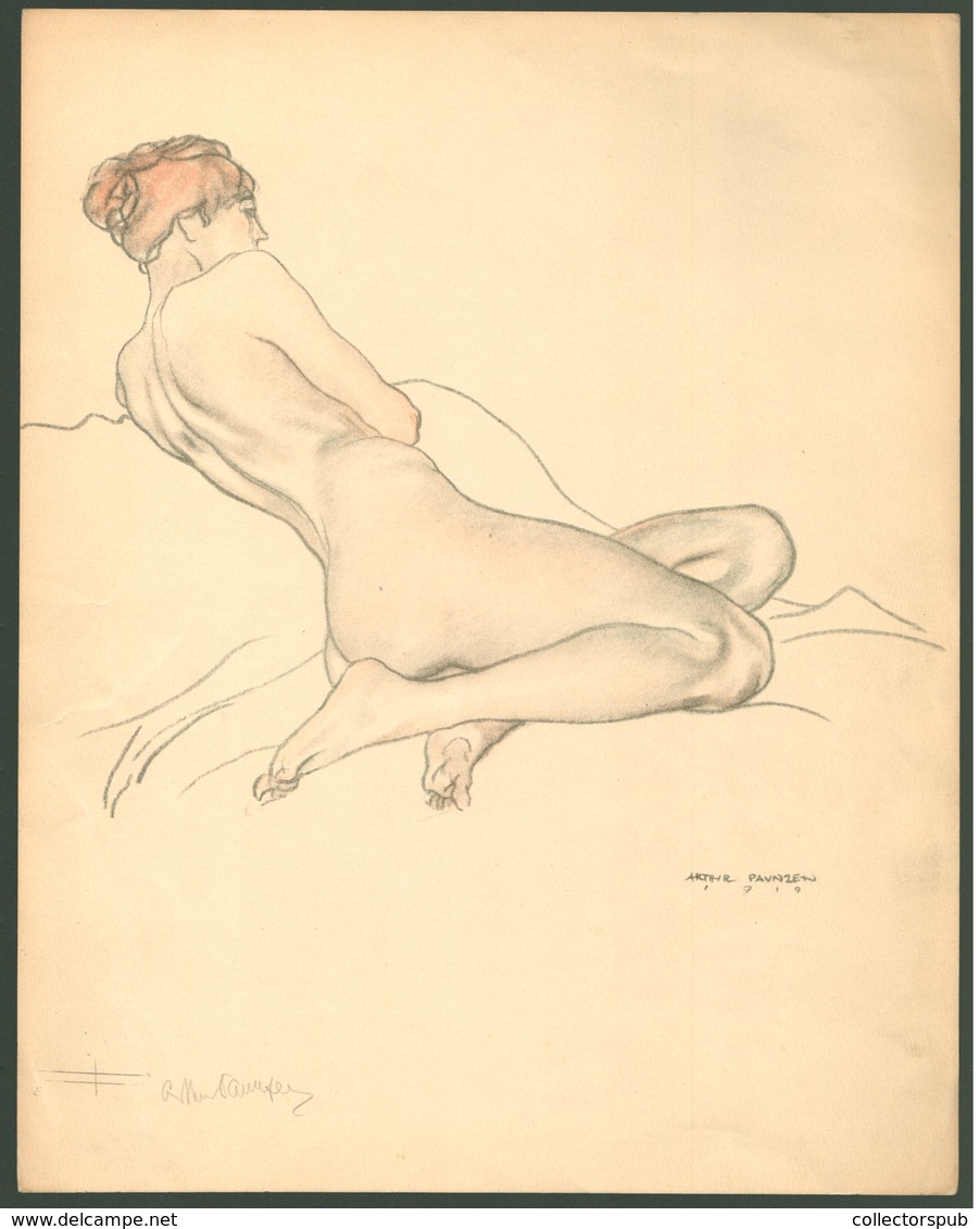 ARTHUR Paunzen 1890-1940. Akt, Grafika, Akvarell , Szignós. 34*24 Cm  /  Nude Graphics Signed - Estampes & Gravures