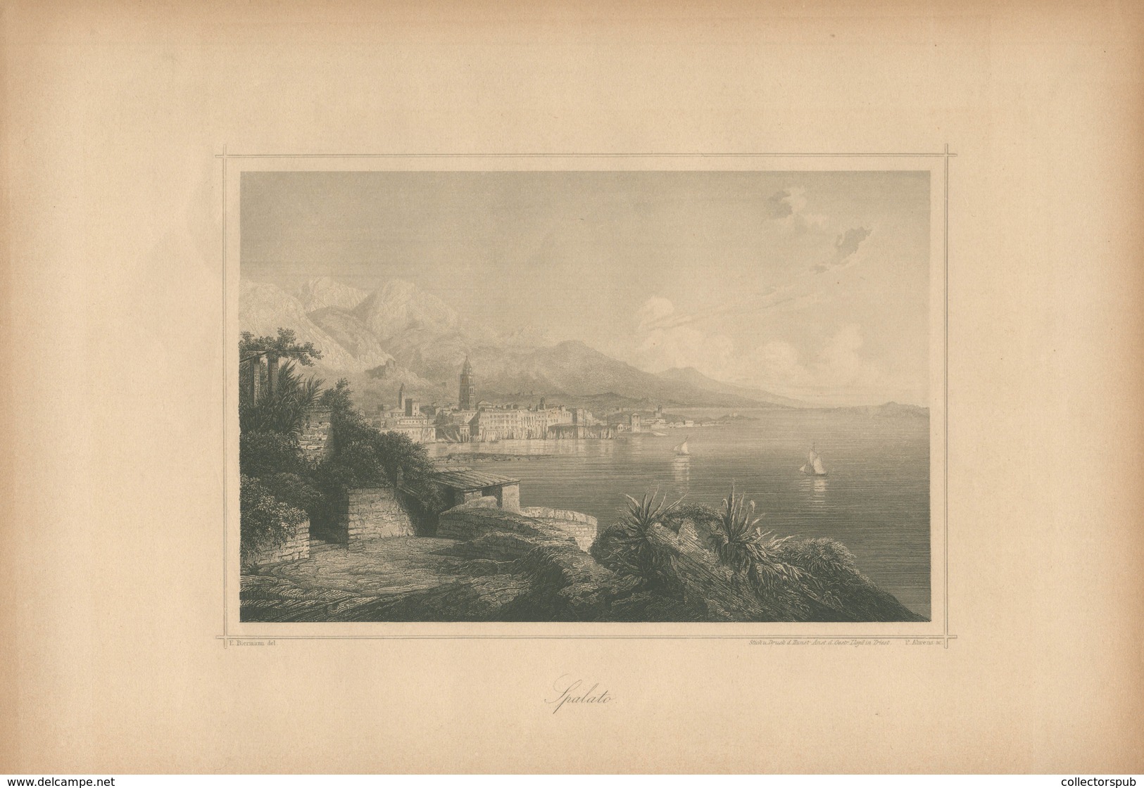 SPALATO  Acélmetszet , Biermann  1850-60. Ca.  Képméret 19*13 Cm - Prints & Engravings