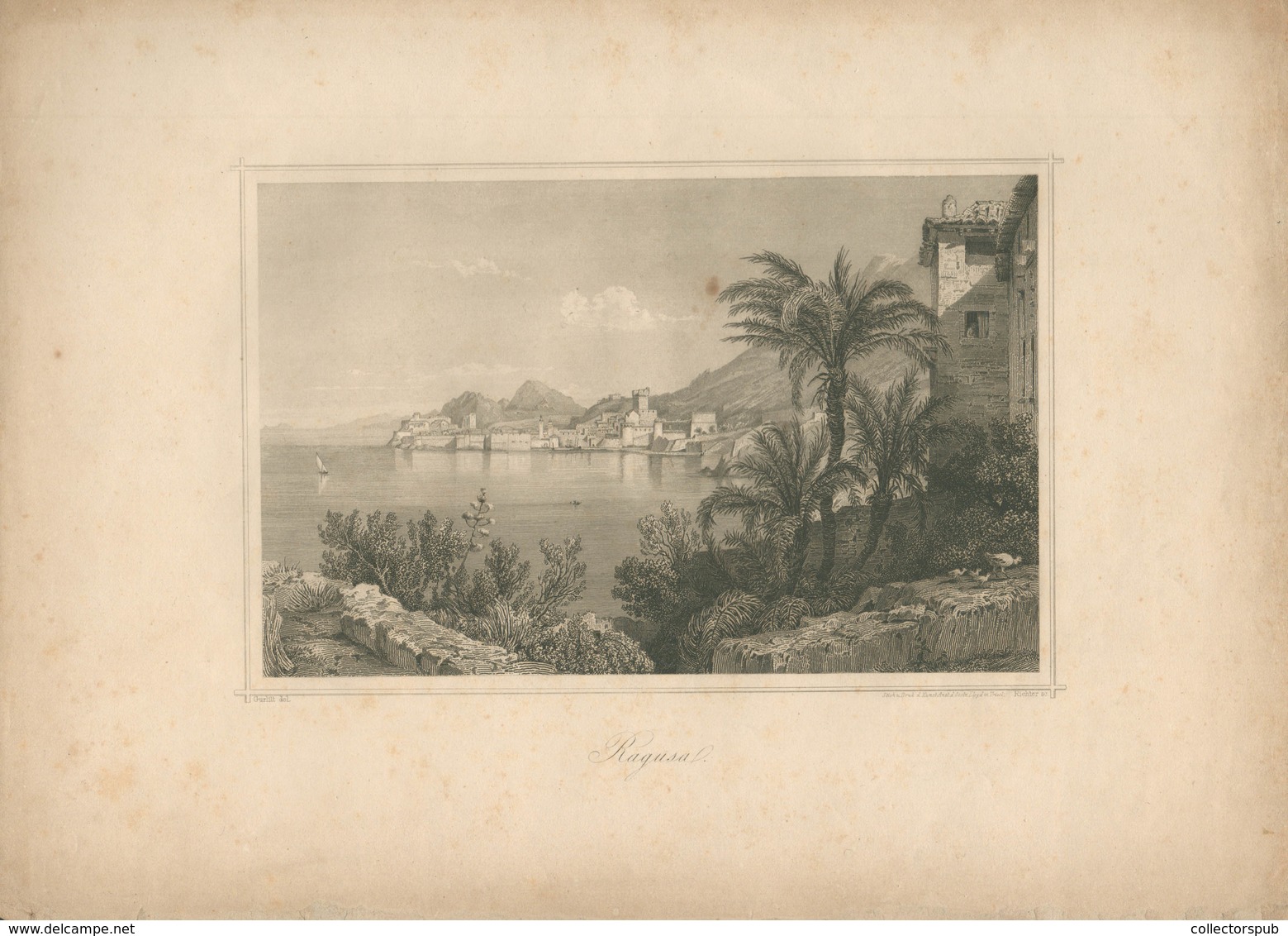 RAGUSA Acélmetszet , Biermann  1850-60. Ca.  Képméret 19*13 Cm - Prints & Engravings
