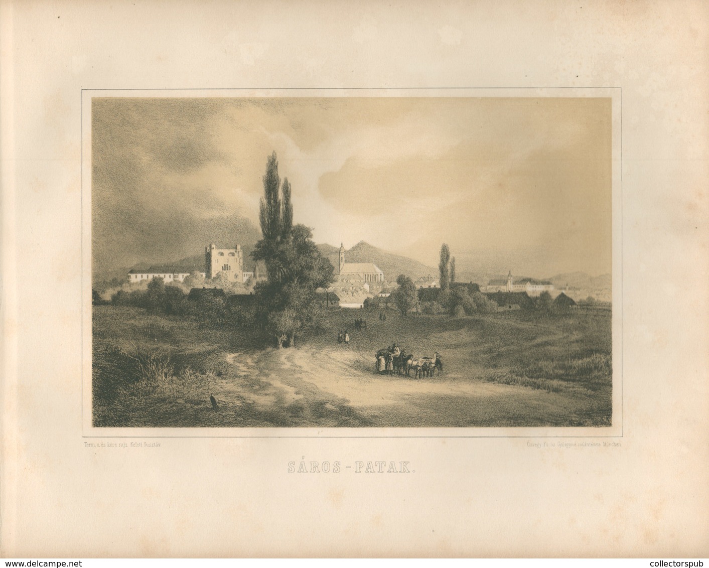 SÁROSPATAK , Kőnyomatos Látkép, 1867. Keleti Gusztáv, Képméret 25*16cm  /  Litho Town View By Gusztáv Keleti - Unclassified