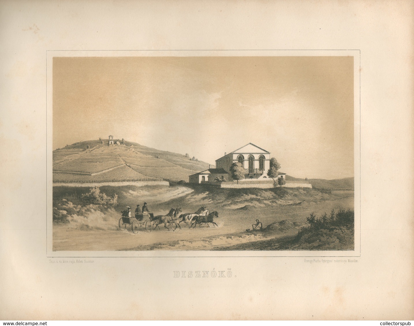 DISZNÓKŐ , Kőnyomatos Látkép, 1867. Keleti Gusztáv, Képméret 25*16cm  /  Litho Town View By Gusztáv Keleti - Non Classés
