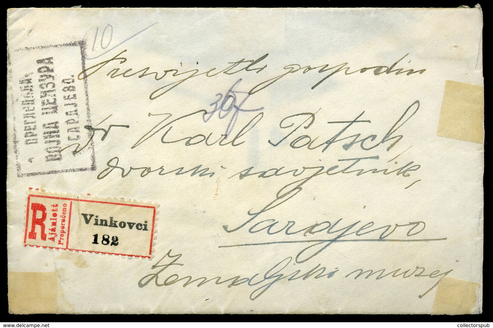 VINKOVCI 1919.05. Ajánlott , Cenzúrázott Levél Sarajevo-ba Küldve, SHS Bélyegekkel "túlélő" Ragjeggyel és Bélyegzéssel! - Lettres & Documents