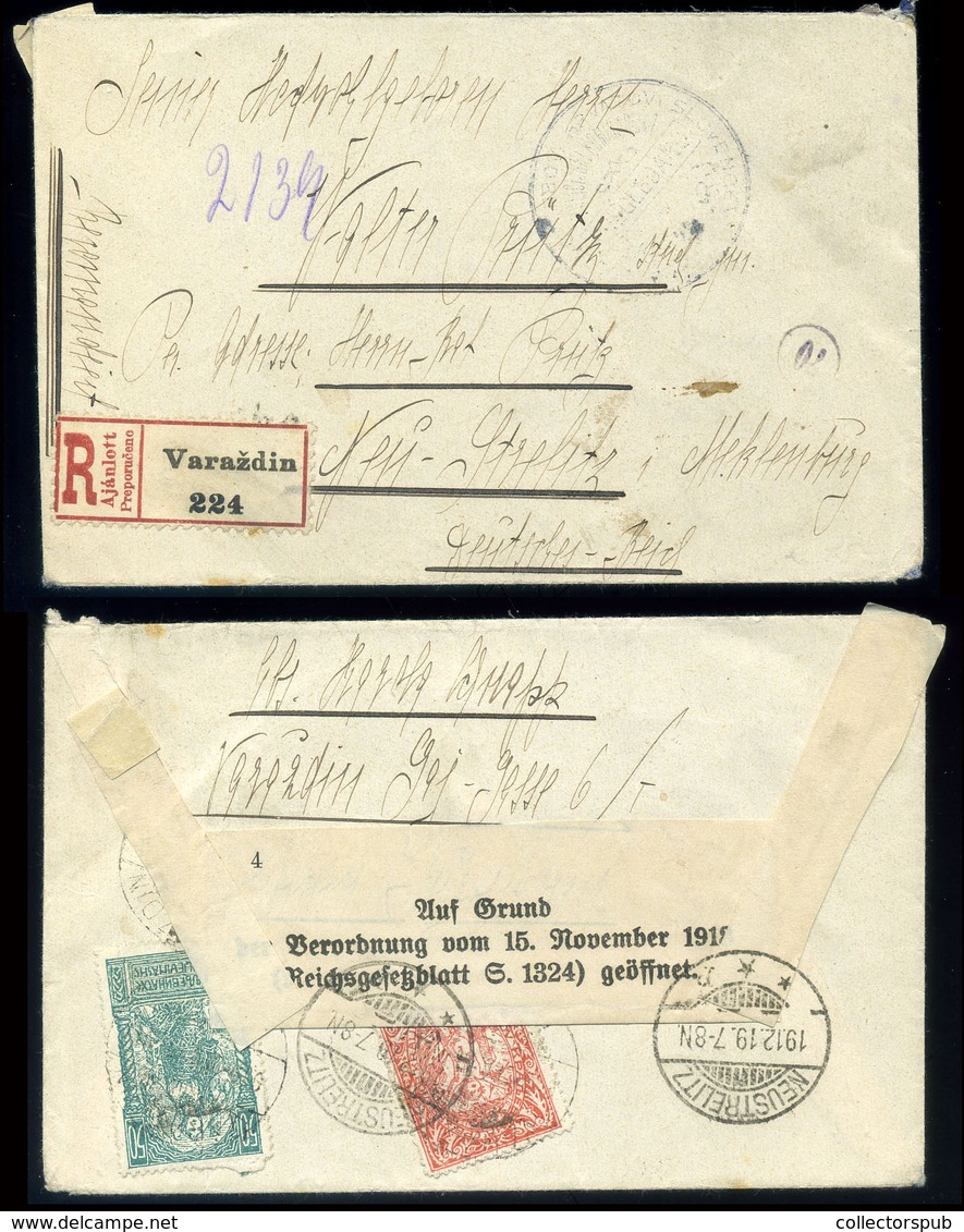 VARAZDIN 1919. Ajánlott Cenzúrázott Levél Németországba Küldve "túlélő" Ragjeggyel, Bélyegzéssel - Lettres & Documents