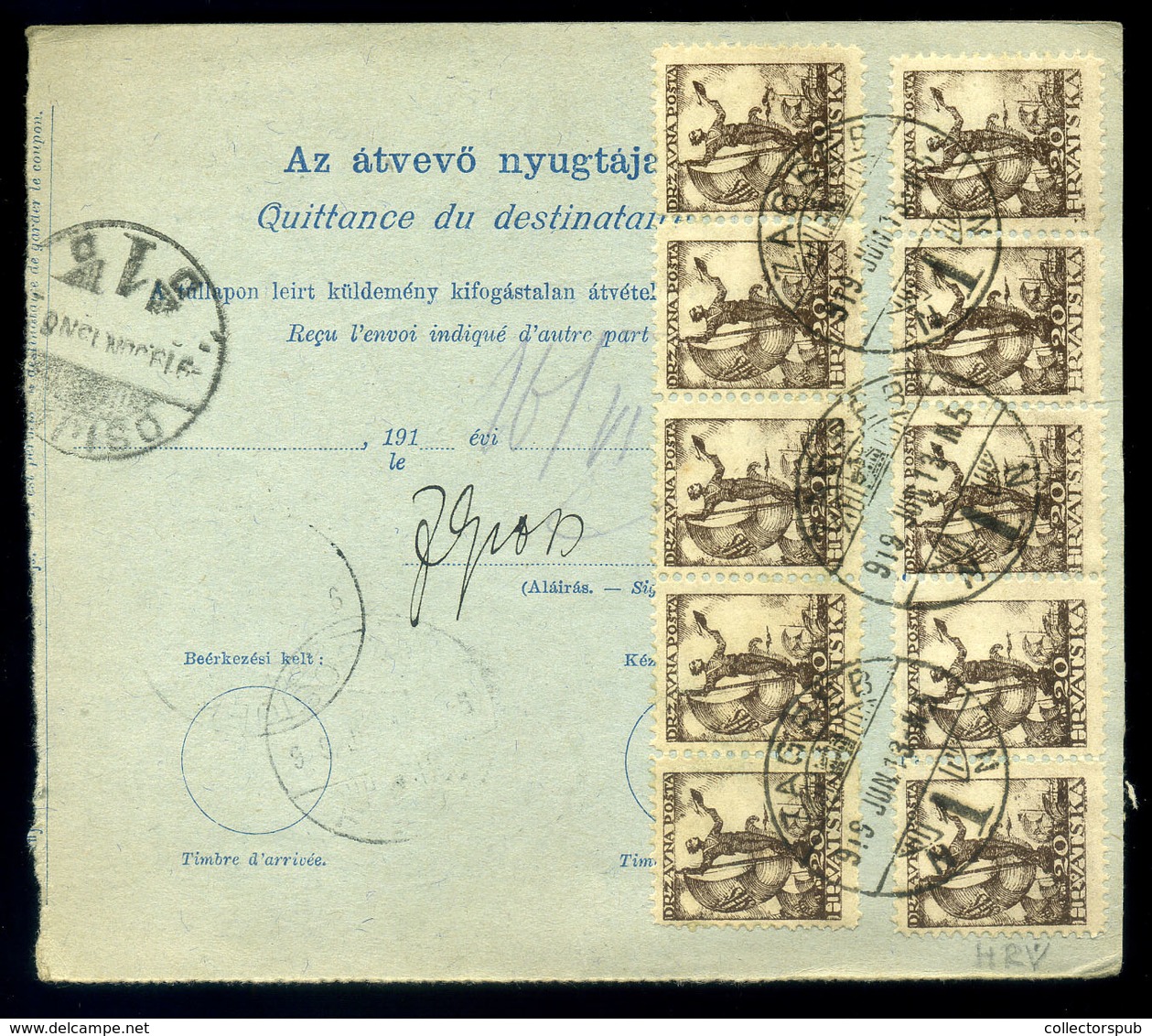 ZÁGRÁB 1919. Csomagszállító SHS Bélyegekkel Eszékre Küldve  /  ZAGREB Parcel P.card SHS Stamps To Eszék - Lettres & Documents