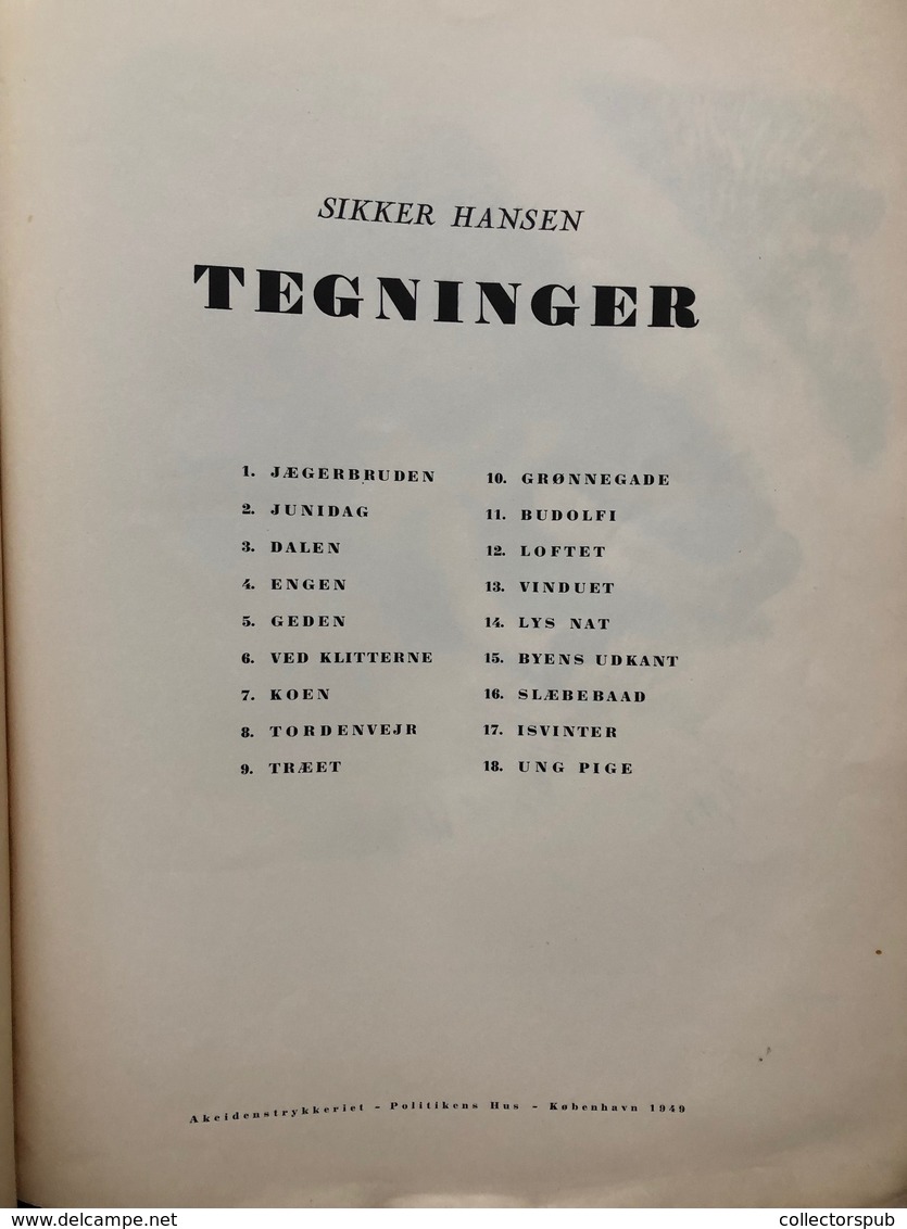 SIKKER Hansen : Tegninger 1948.  18 Litográfiát Tartalmazó Szép Könyv  /  Book Containing 18 Lithos - Unclassified