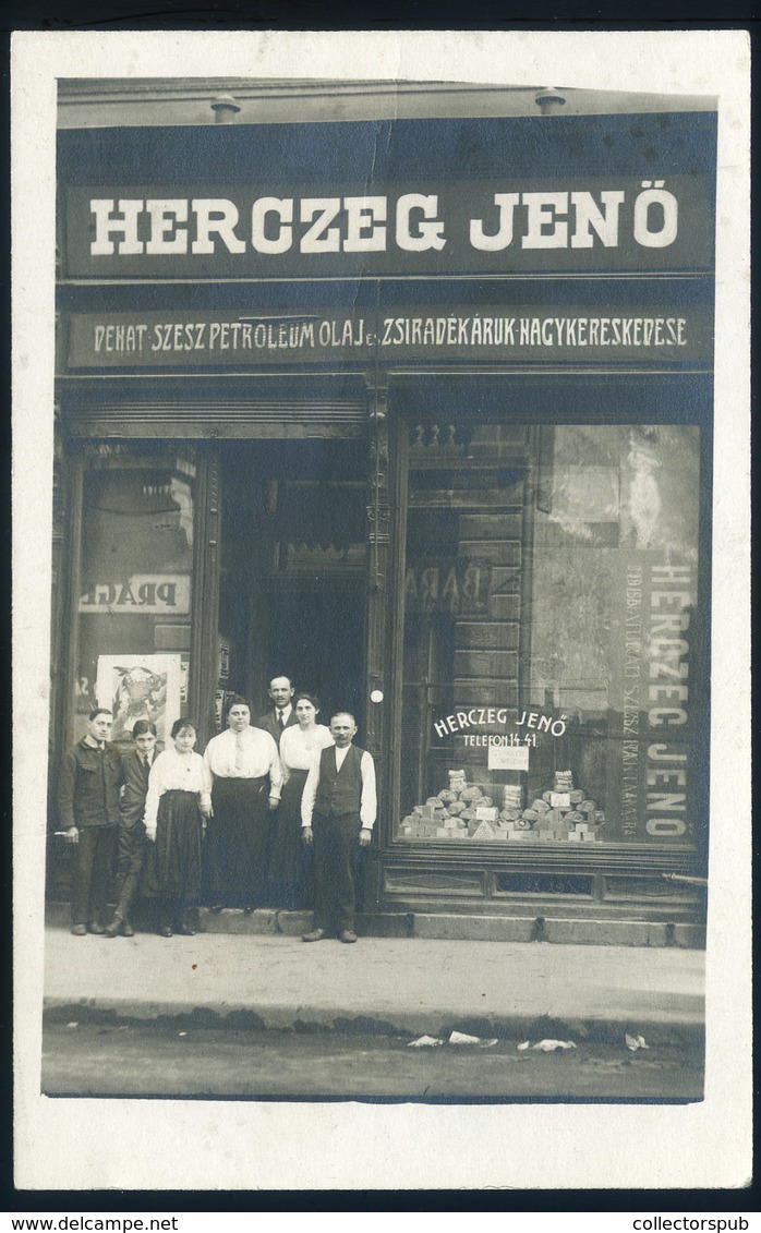 BUDAFOK 1940. Herczeg Jenő Kereskedése, Fotós Képeslap  /  Jenő Herczeg Store Photo Vintage Pic. P.card - Hongrie