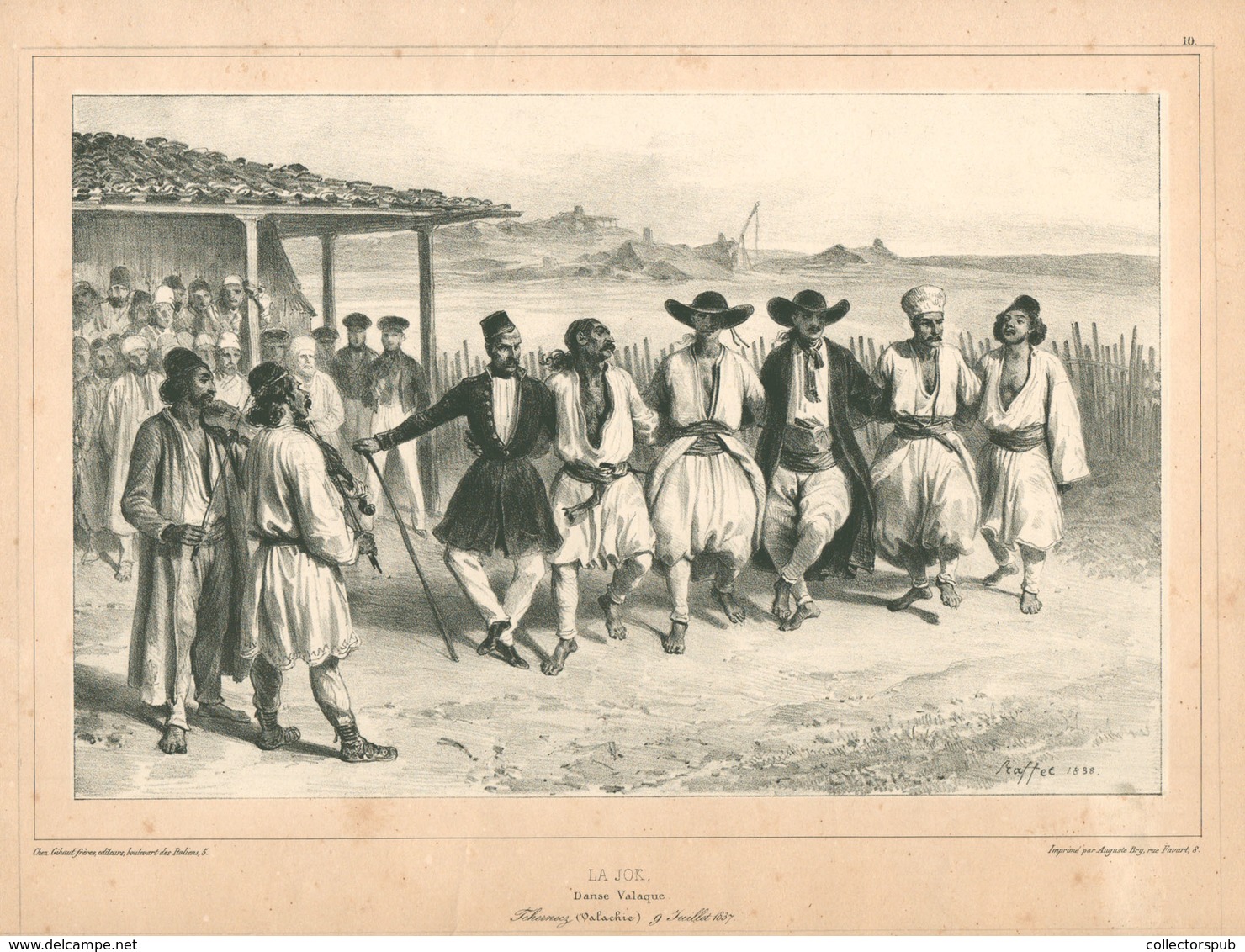 1839. "La Jok" Danse Valaque, Lithográfia  Képméret :  27*18 Cm / La Jok – Danse Valaque, Tchernecz (Valachie) 9 Juillet - Estampes & Gravures