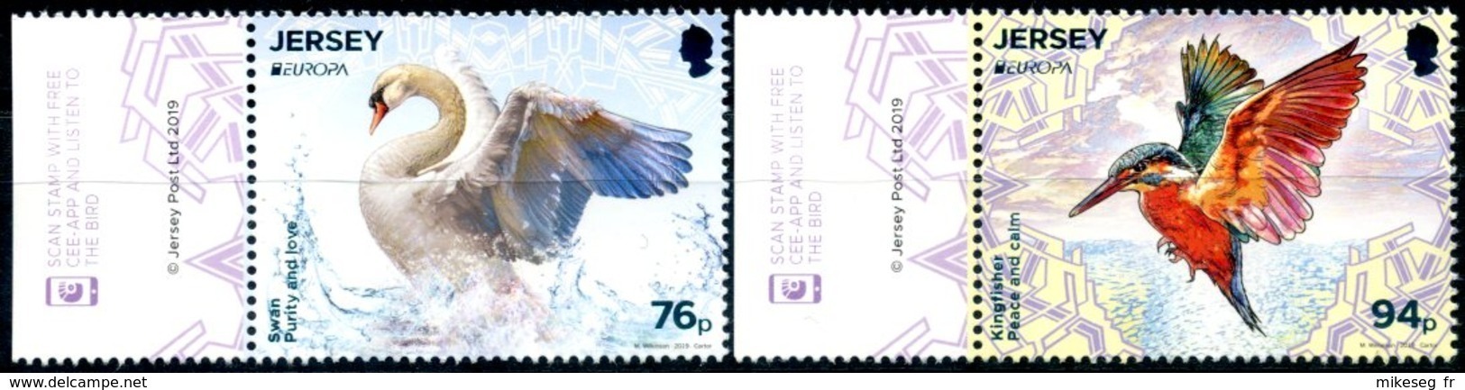 Europa 2019 - Jersey - National Birds - Oiseaux (swan, Kingfisher) (cygne, Martin-pêcheur) ** - 2019