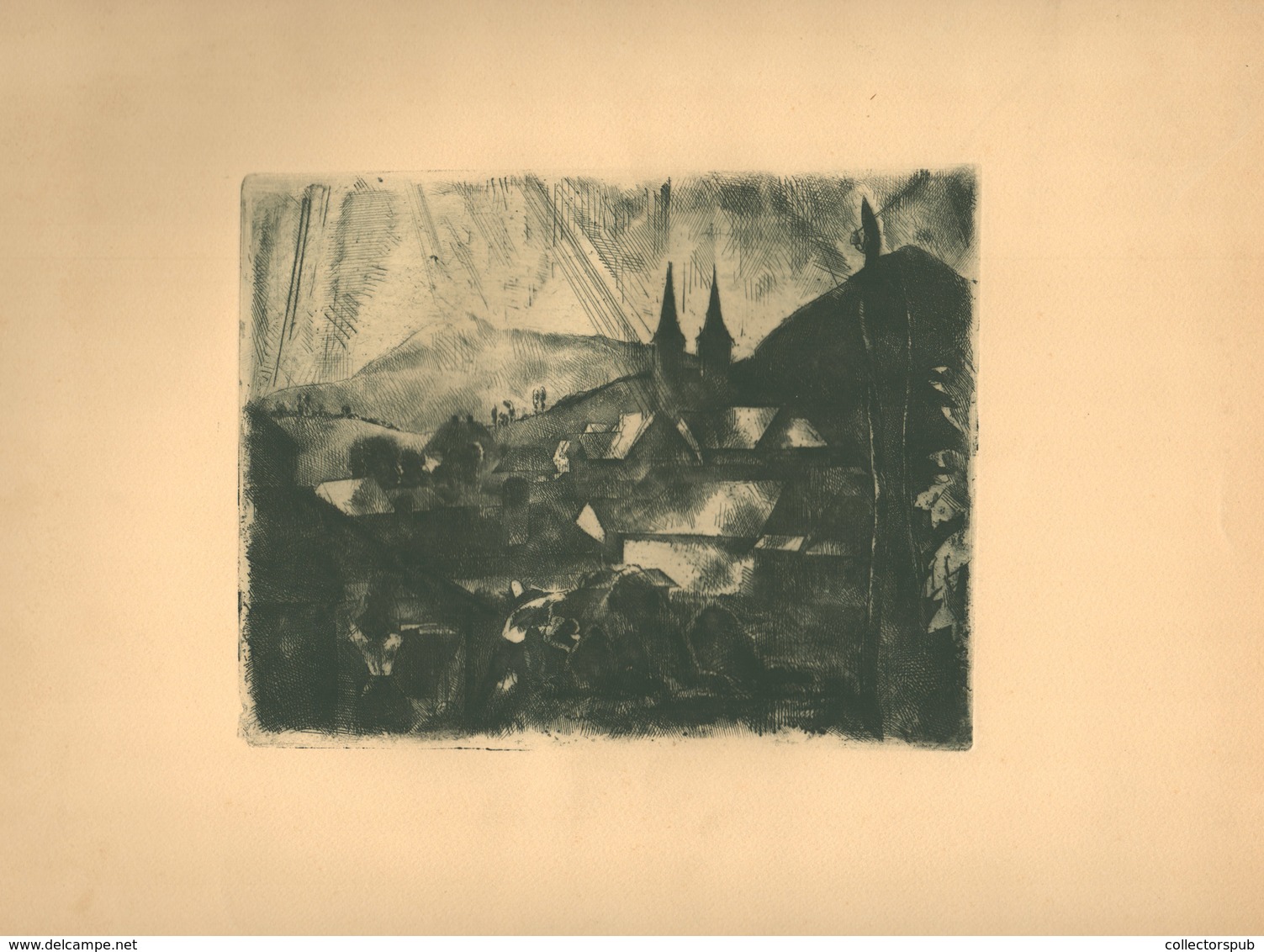 Aba Novák Vilmos (1894 - 1941) Rézkarc Képméret :20*19 Cm  /  Copper Etching - Unclassified