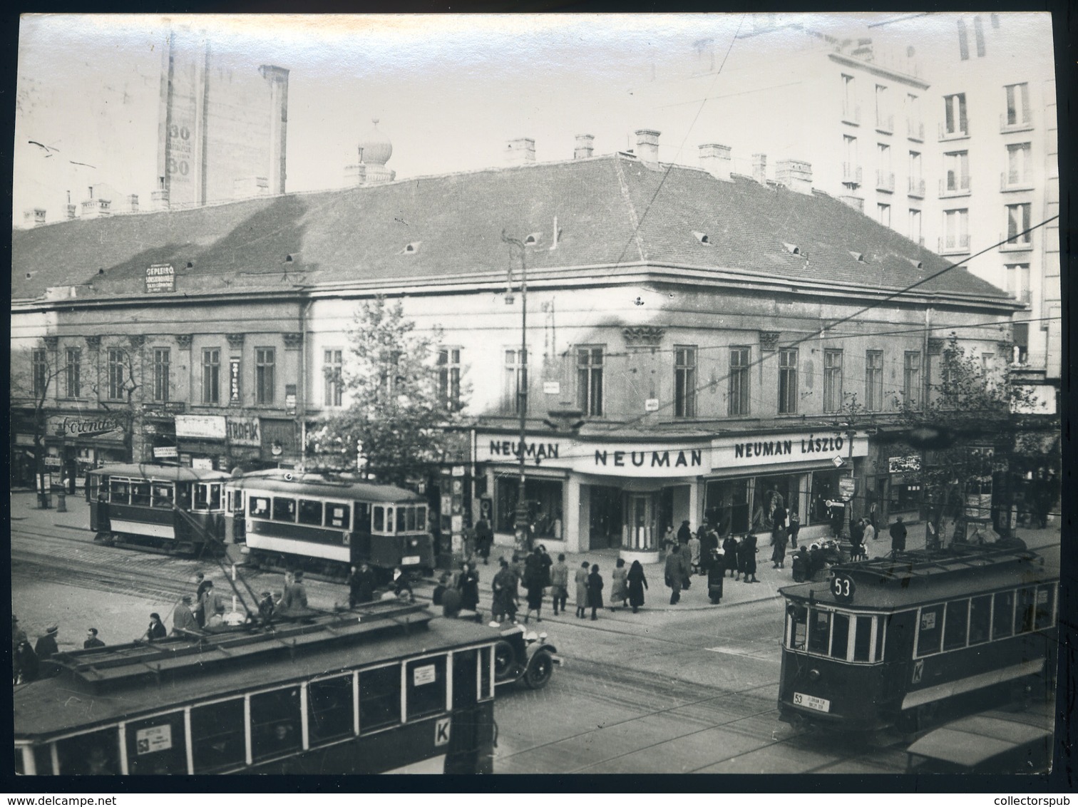 BUDAPEST 1925. Ca. Régi Fotó 53-as Villamos, üzletek 19*13 Cm - Autres & Non Classés