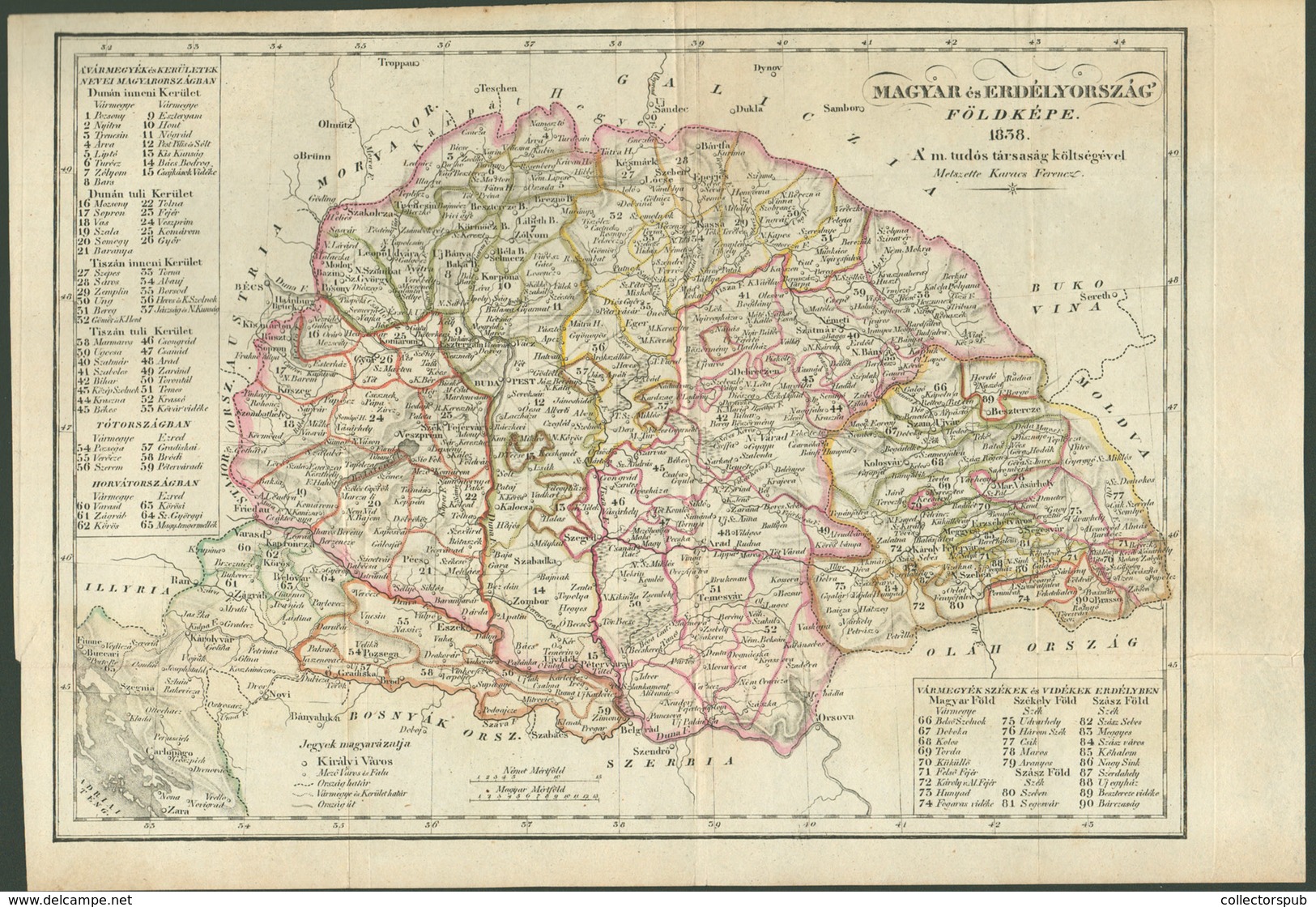 MAGYAR és ERDÉLYORSZÁG Földképe 1838. Szép Térkép  31*22 Cm  /  Map Of HUNGARY And TRANSYLVANIA - Zonder Classificatie