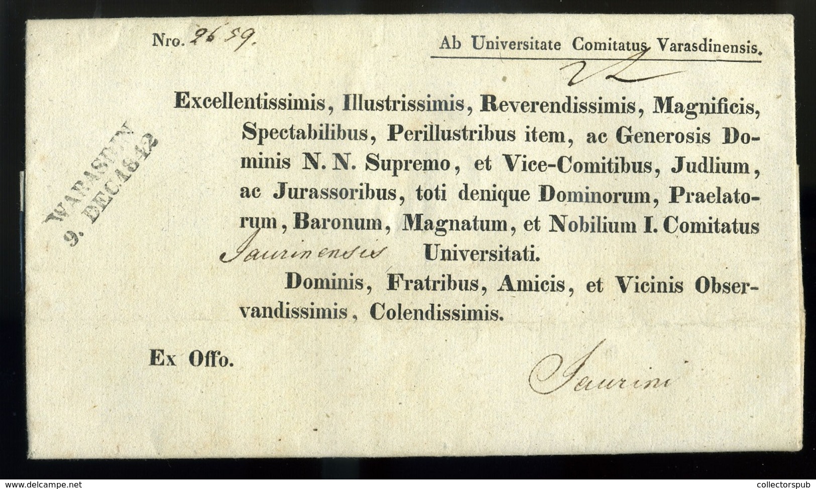 WARASDIN  1842. Dekoratív Ex Offo Levél, Tartalommal  /  Decorative Official Letter, Cont. - ...-1867 Préphilatélie