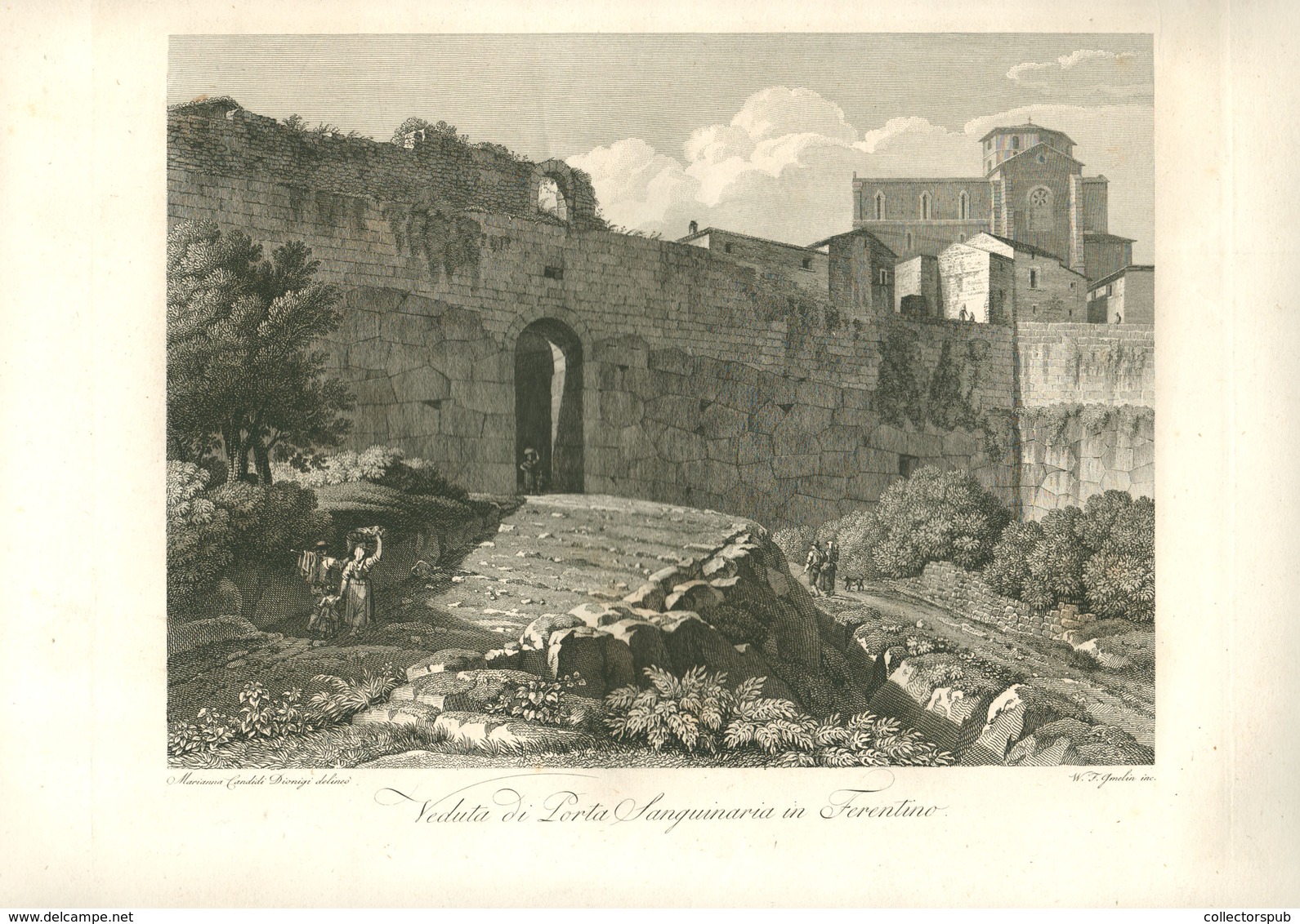 Gmelin, Wilhelm Friedrich (1760-1820): Veduta Di Porta Sanquinaria In Ferentino , Rézmetszet , Képméret 30*22 Cm  /  Cop - Prints & Engravings