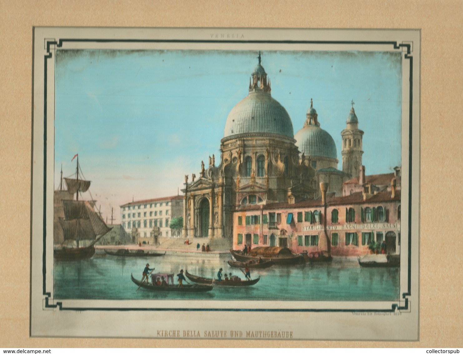 VENICE Szép Litográfia, Paszpartuban, 1856. Marco Moro, Brizeghel  Képméret 28*20 Cm  /  VENICE Nice Litho - Lithographies