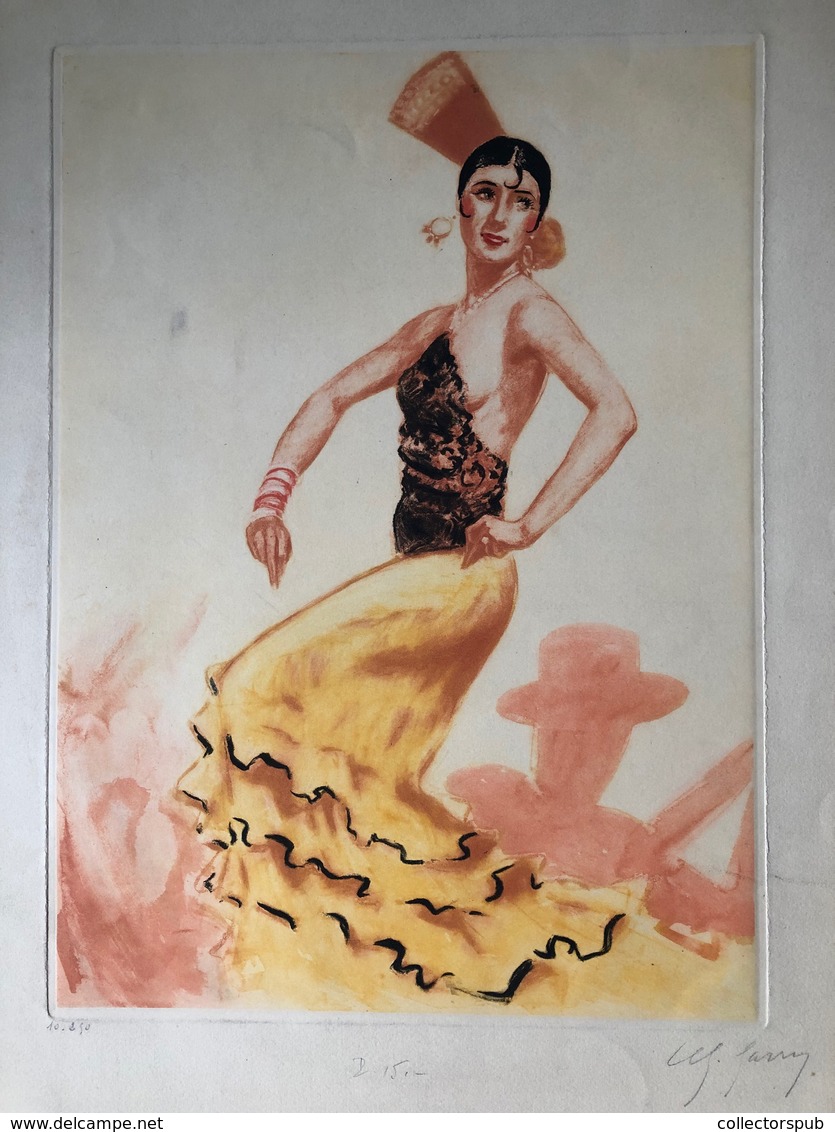 Spanyol Táncosnő , Szignós Akvarell (nekem Tetszik)  Képméret 41*29 Cm  /  Spanish Dancer Signed Aquarell - Non Classés