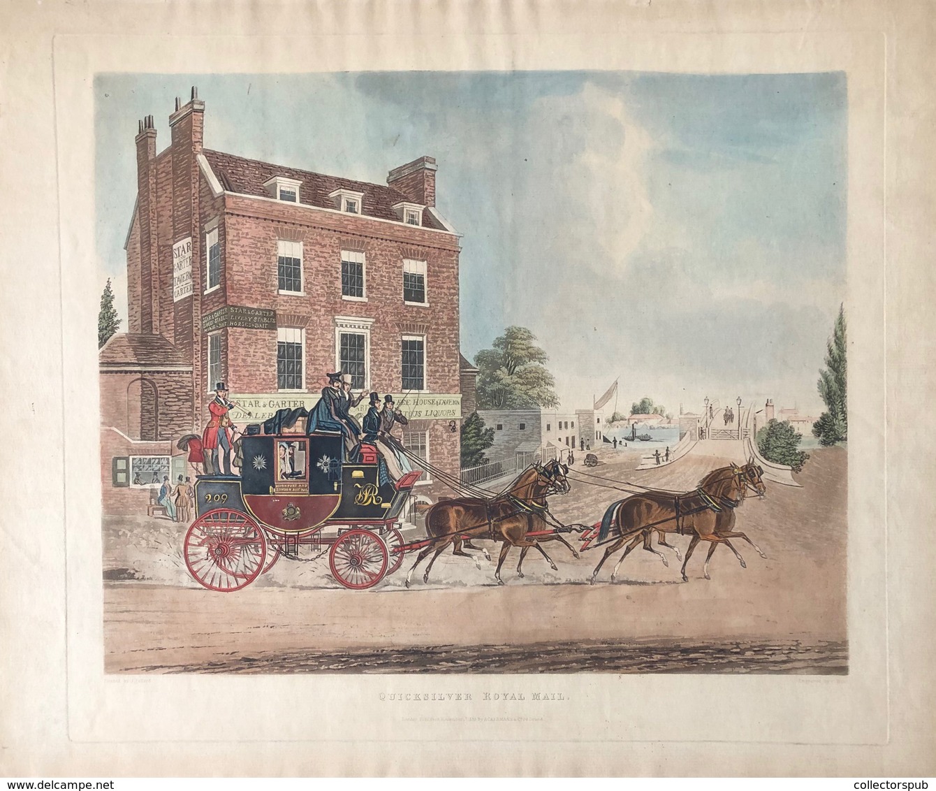 Quicksilver Royal Mail 1835. Dekoratív , Korabeli Szinezésű Metszet , Képméret : 43*34 Cm  /  Decorative Early Colored E - Prints & Engravings