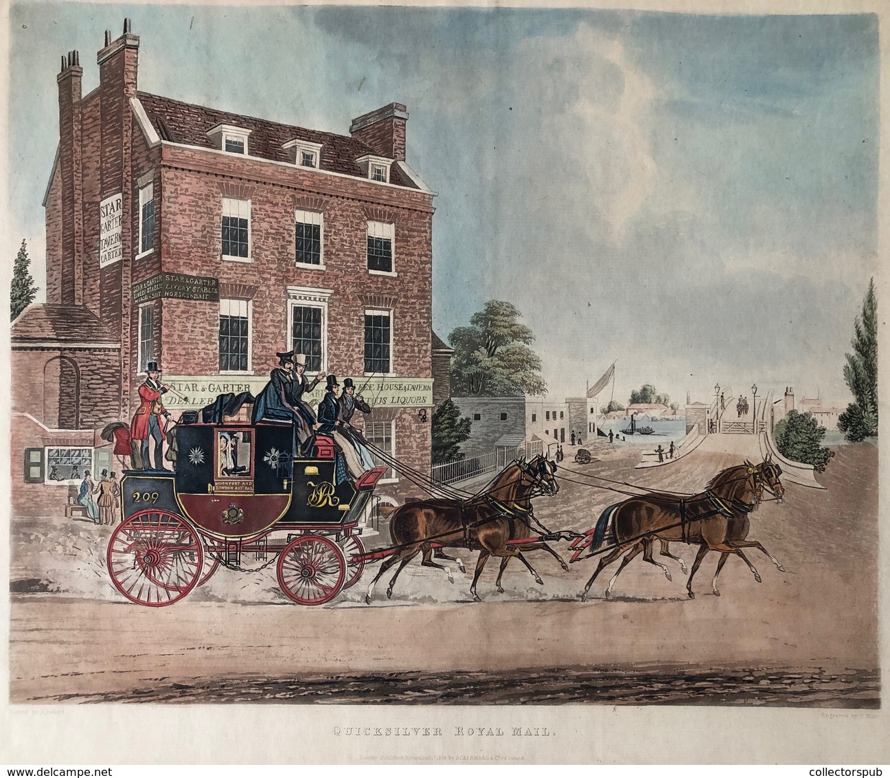 Quicksilver Royal Mail 1835. Dekoratív , Korabeli Szinezésű Metszet , Képméret : 43*34 Cm  /  Decorative Early Colored E - Estampes & Gravures