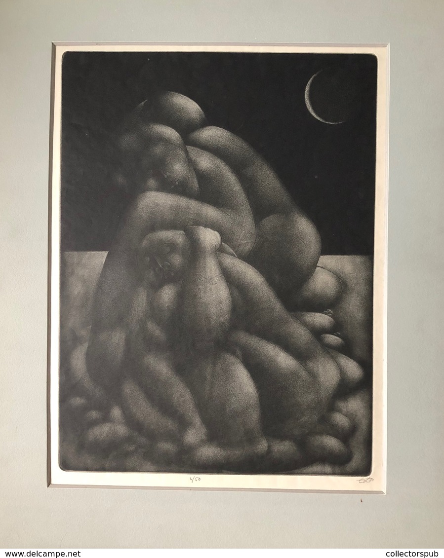 Tot Amerigo (1909–1984): Kavicsasszonyok. Rézkarc , Szignós 4/50 Képméret 40*24 Cm  /  Pebble Women Copper Etching Signe - Unclassified