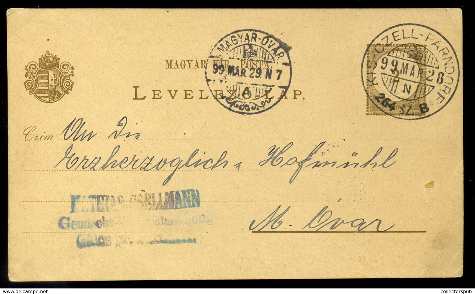 1899. Díjjegyes Levlap Kisczell-Parndorf Mozgóposta Bélyegzéssel  /  Stationery P.card Kiscell-Parndorf TPO Pmk - Oblitérés