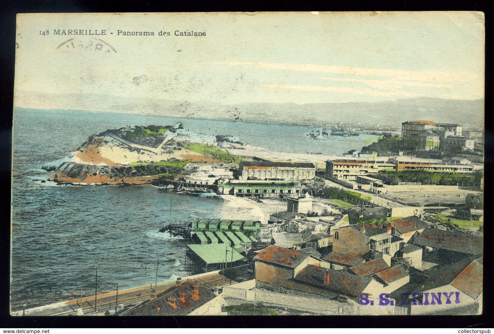 MARSEILLE 1906. Képeslap S.S. ZRÍNYI Hajóbélyegzéssel Fiuméba Küldve  /  Vintage Pic. P.card S.S. Zrínyi Naval Pmk Tu Fi - Oblitérés