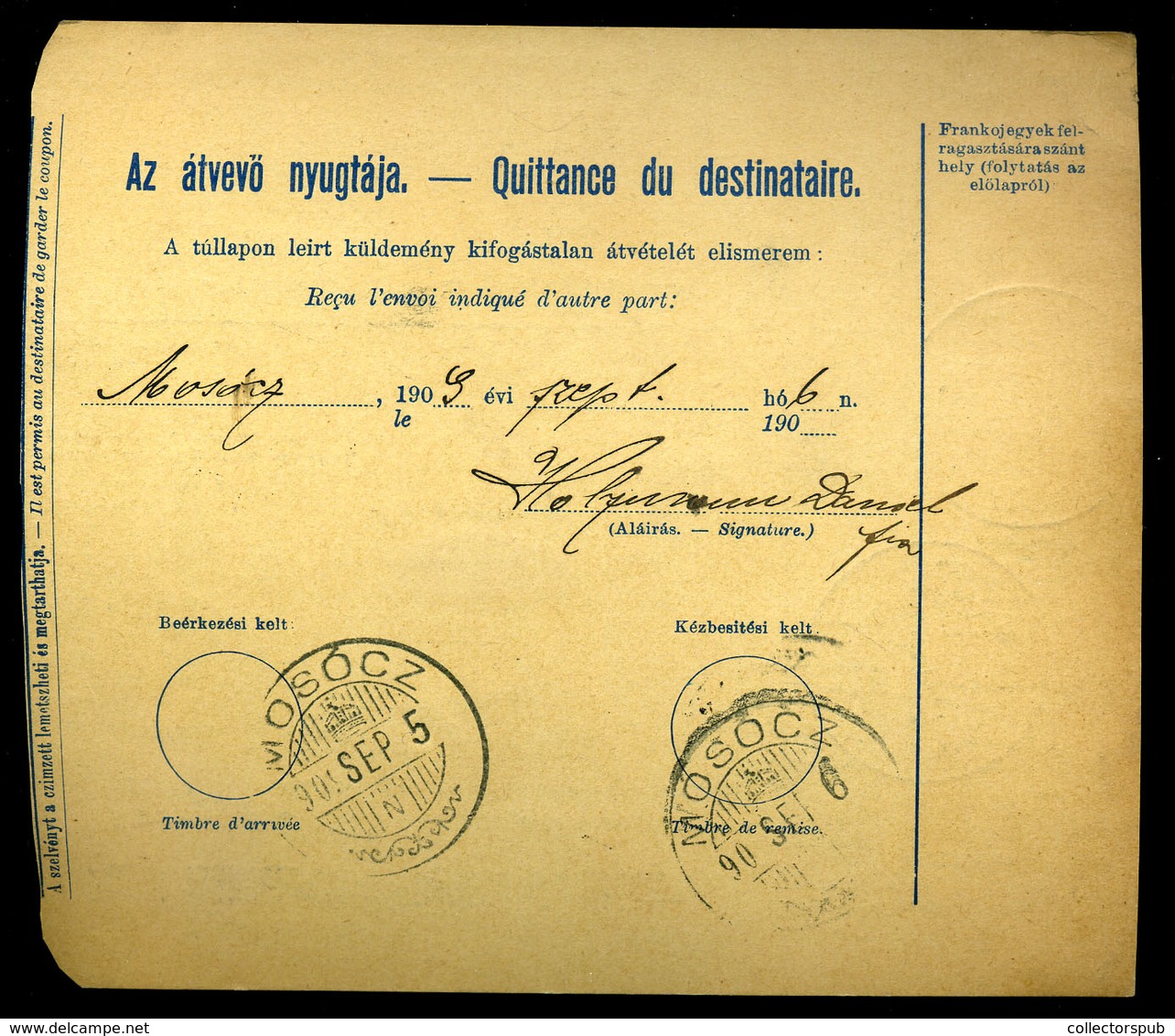 TURZÓFALVA 1909. Csomagszállító Mosócra Küldve  /  Parcel P.card To Mosóc - Gebruikt