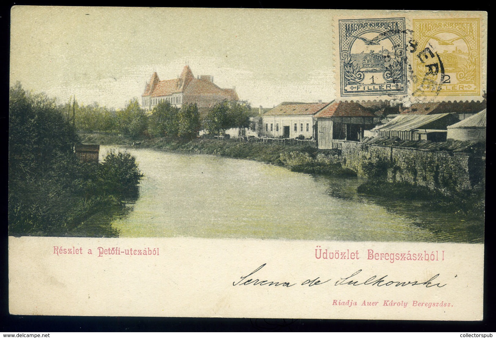 BEREGSZÁSZ 1902. Képeslap Franciaországba Küldve  /  Vintage Pic. P.card To France - Gebruikt