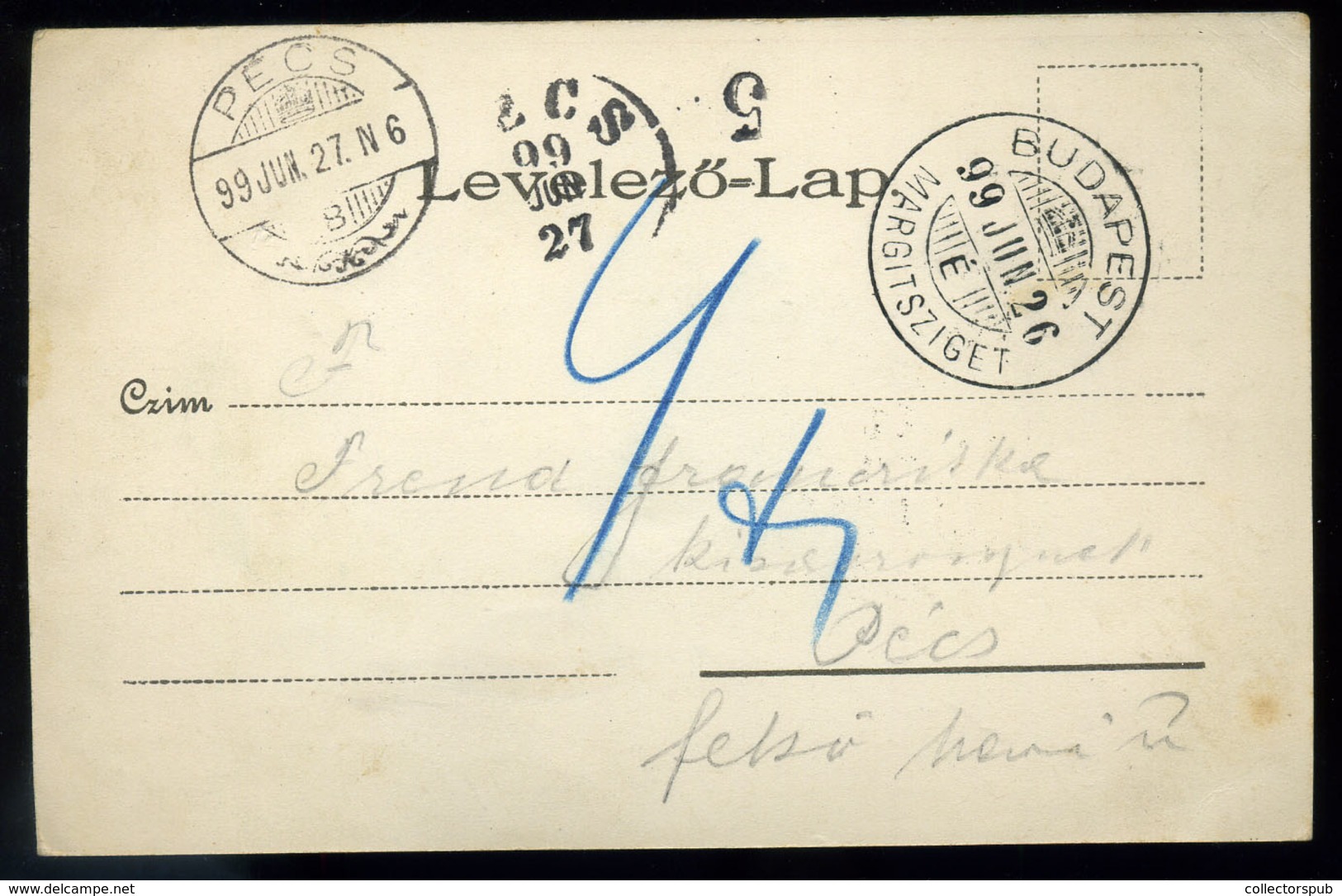 MARGITSZIGET 1899. Litho Képeslap, Pécsre Küldve , Portózva  /  MARGARET ISLE Litho Vintage Pic. P.card To Pécs, Postage - Oblitérés