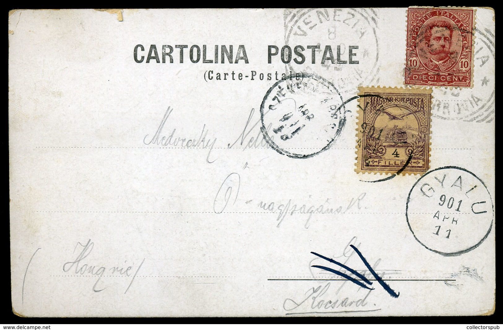 OLASZORSZÁG 1901. Képeslap Gyalu - Ra Küldve, újrabérmentesítve, Továbbküldve Székelykocsárdra  /  ITALY Vintage Pic. P. - Gebruikt