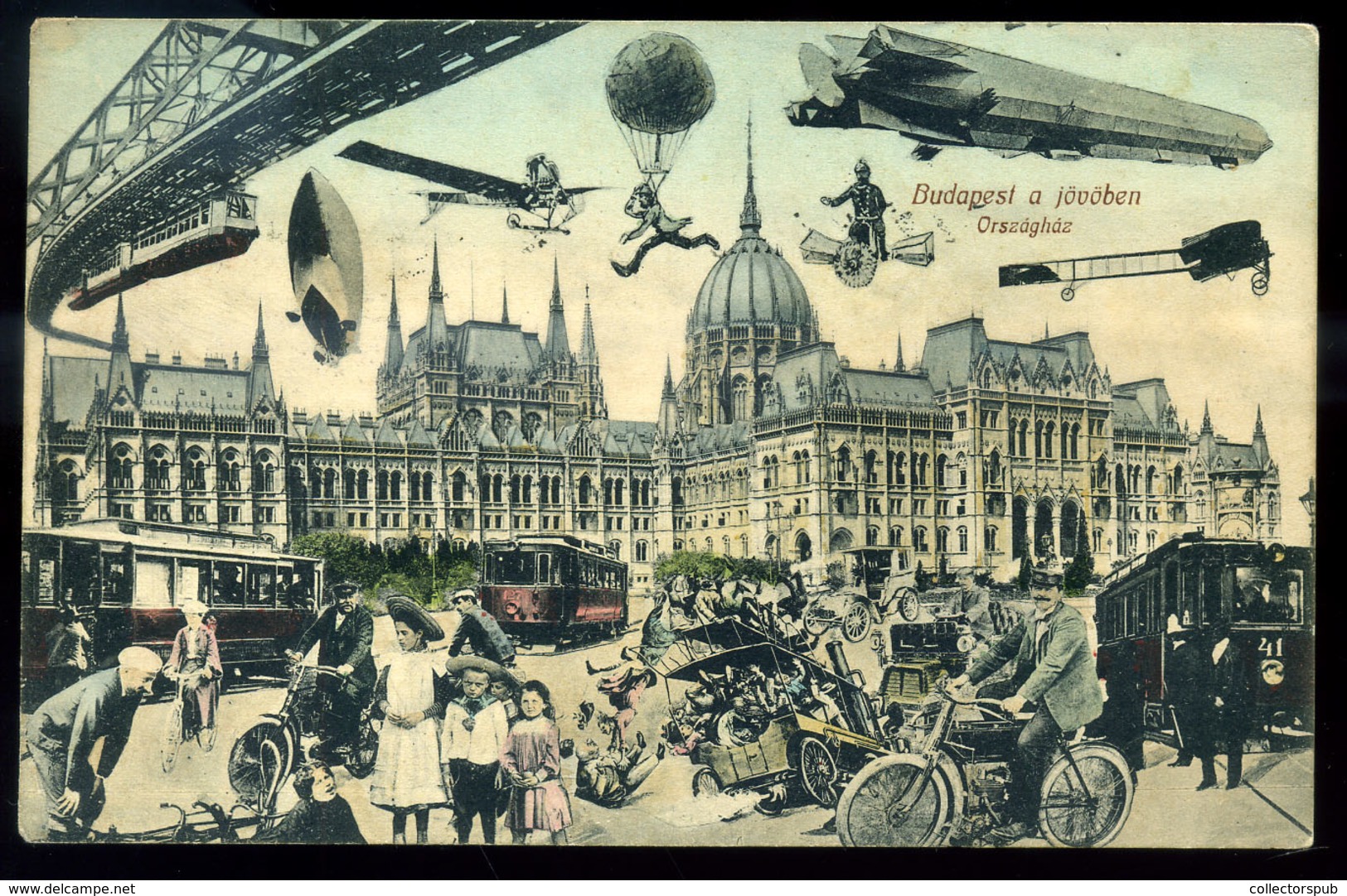 BUDAPEST  Országház A Jövőben 1910. Régi Képeslap  /  Parliament In The Future Vintage Pic. P.card - Hungary