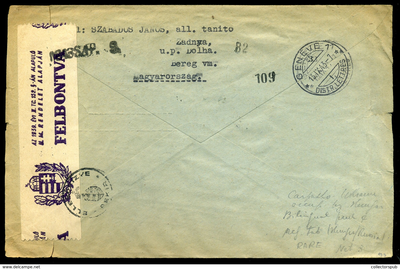 DOLHA 1943. Cenzúrázott Levél, Hadifogoly ügyben A Genf-i Vöröskeresztnek Küldve  /  Cens. Letter POW Subject To Geneva  - Lettres & Documents