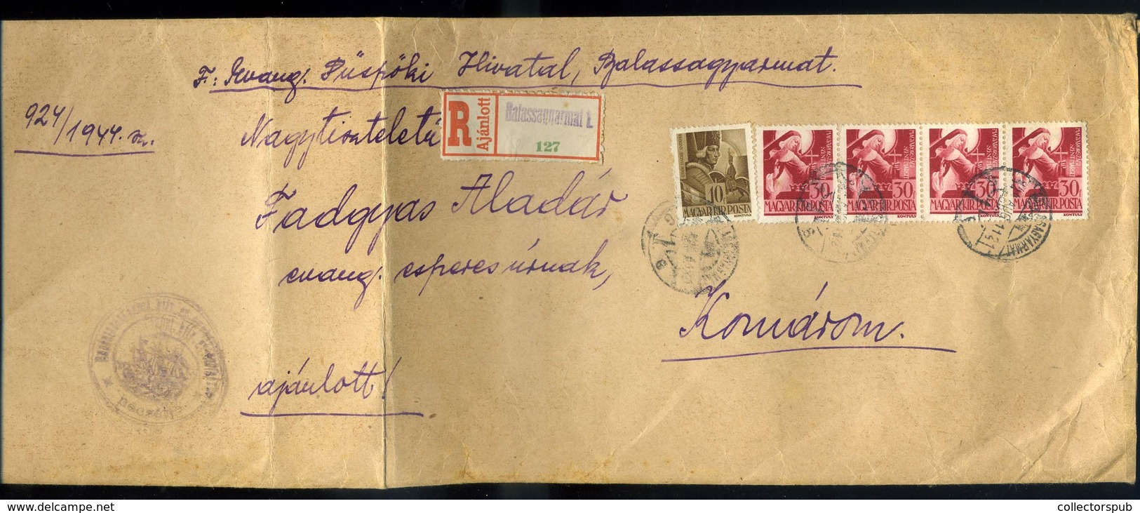 BALASSAGYARMAT  1941. Ajánlott Levél Komáromba Küldve  /  Reg. Letter To Komárom - Covers & Documents
