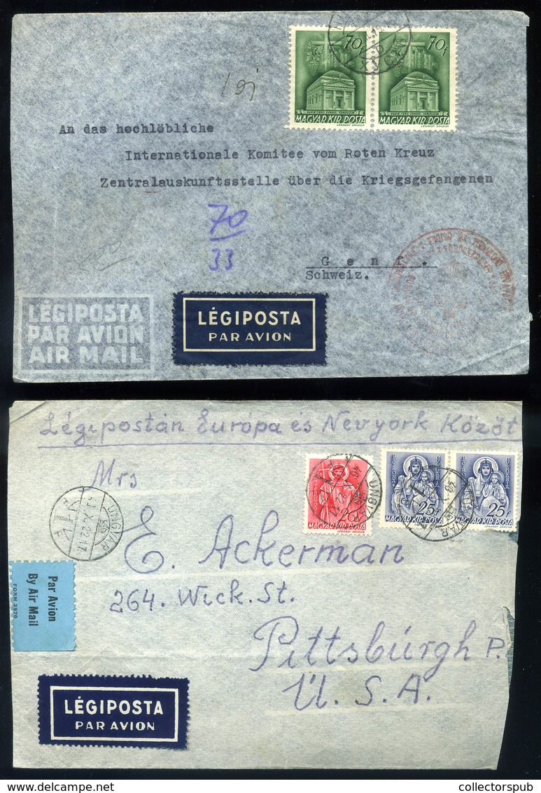 UNGVÁR , HUSZT  1940-41. 5 Db Légi Levél Az USA-ba Ill Svájcba Küldve, Ritka Tétel!  /  5 Airmail Letters To USA And Swi - Lettres & Documents