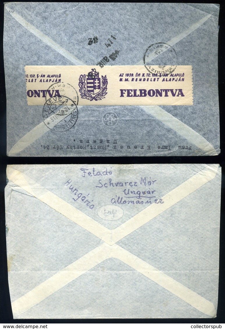 UNGVÁR , HUSZT  1940-41. 5 Db Légi Levél Az USA-ba Ill Svájcba Küldve, Ritka Tétel!  /  5 Airmail Letters To USA And Swi - Lettres & Documents