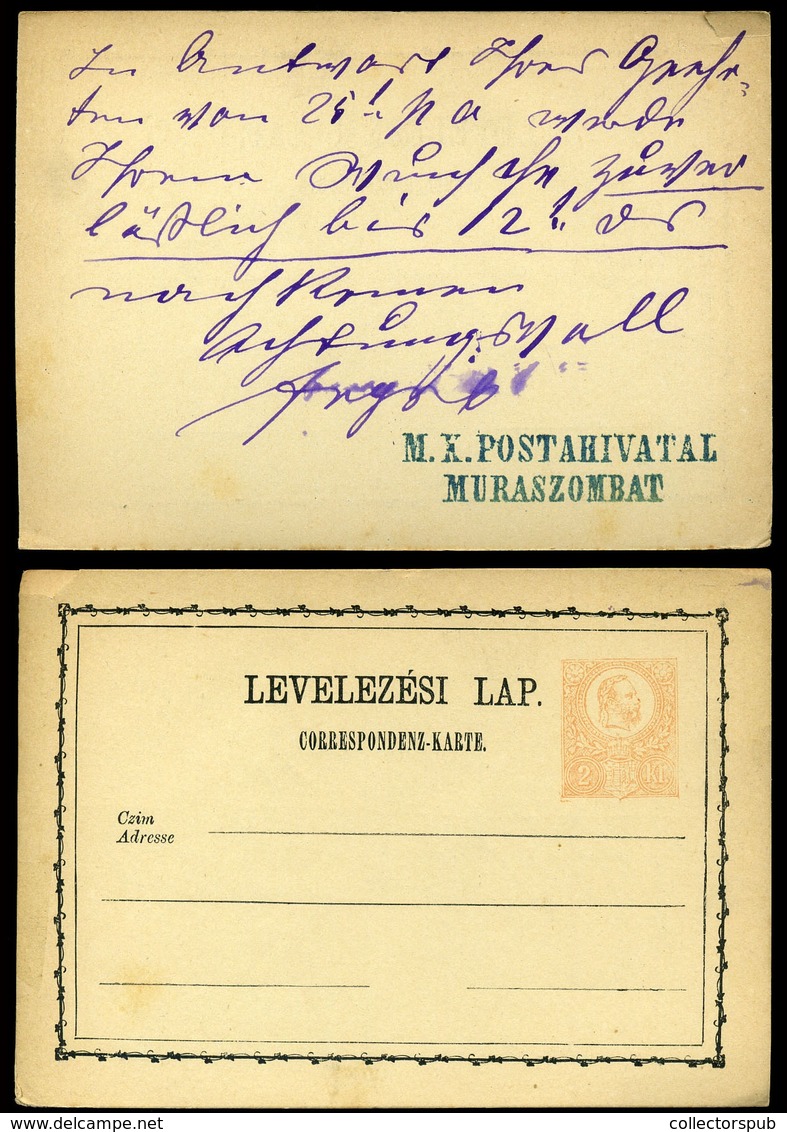 MURASZOMBAT 1871. 2Kr Díjjegyes M.K. Postahivatal Muraszombat Bélyegzéssel  /  2 Kr Stationery Hun. Roy. Post Office Mur - Slovénie