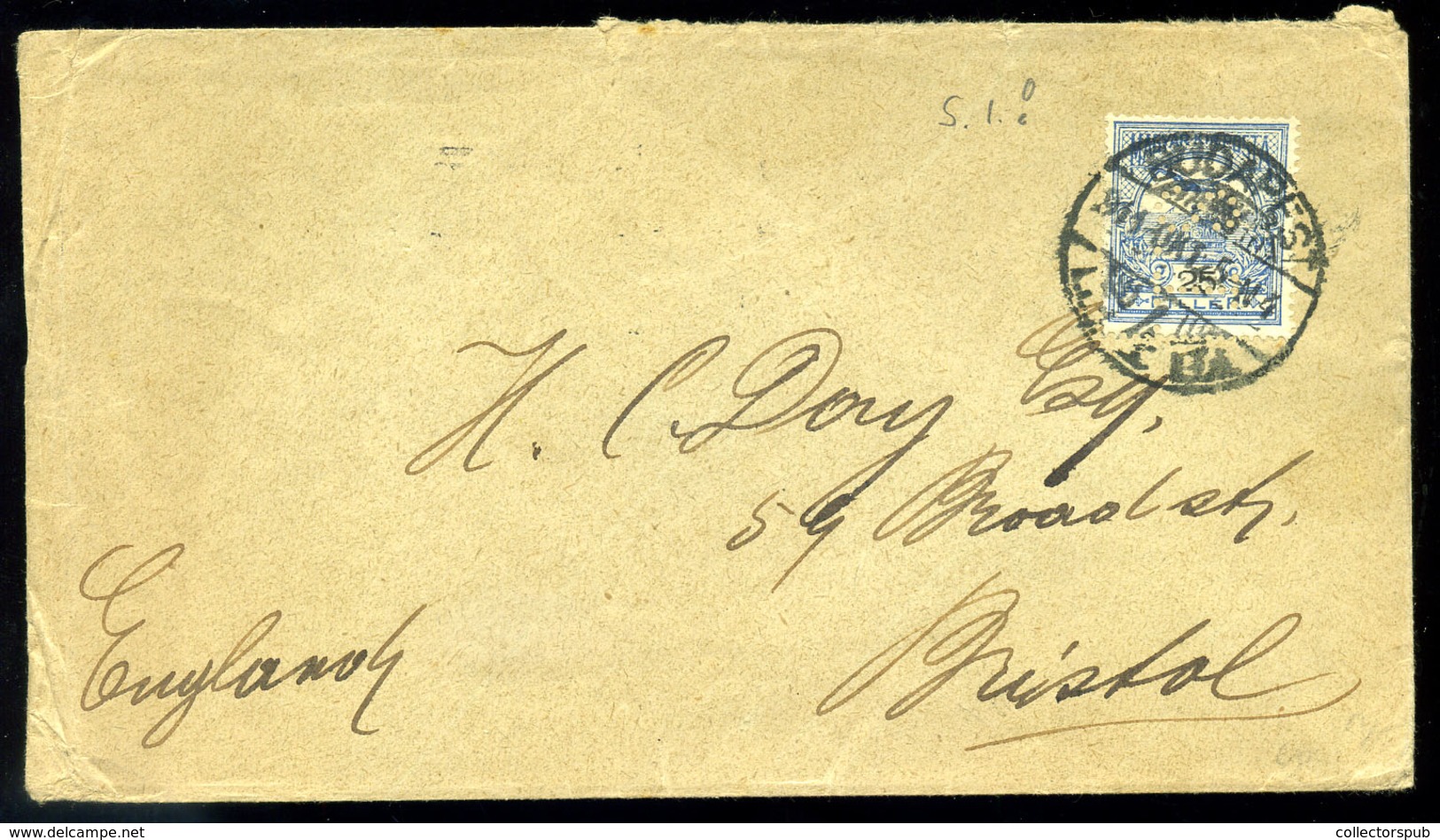 BUDAPEST 1911. Levél Céglyukasztásos Bélyeggel Angliába Küldve  /  Letter Corp. Punched Stamp To England - Oblitérés