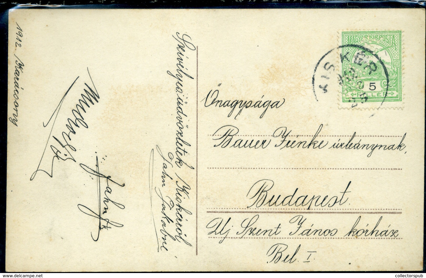 KISKÉR 1912. Képeslap, Céglyukasztásos Bélyeggel  /  Vintage Pic. P.card Corp Punched Stamp - Lettres & Documents