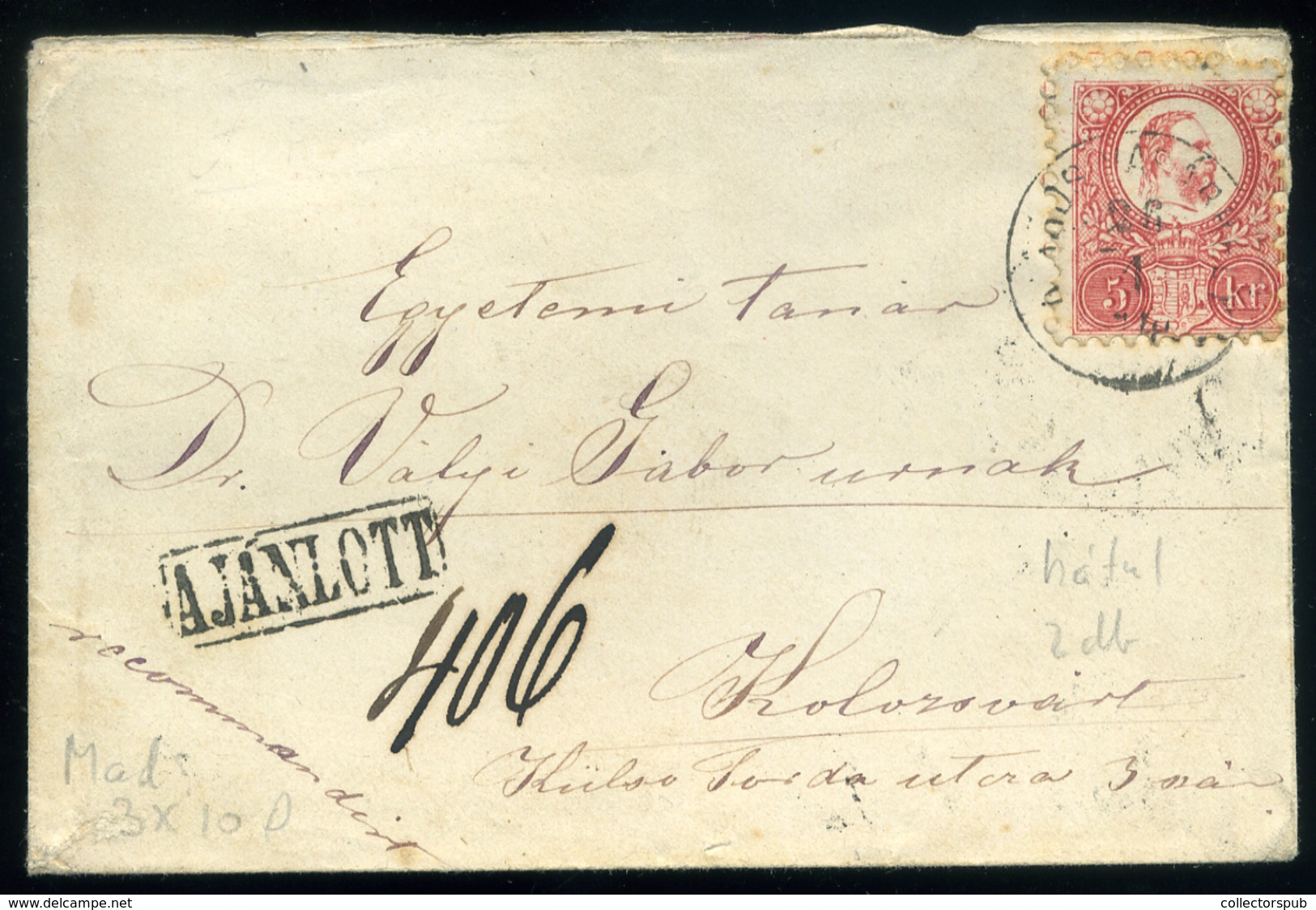 MAROSVÁSÁRHELY 1874. Ajánlott, 3*5Kr-os Levél Kolozsvárra Küldve  /  Reg. 3*5Kr Letter To Kolozsvár - Gebruikt