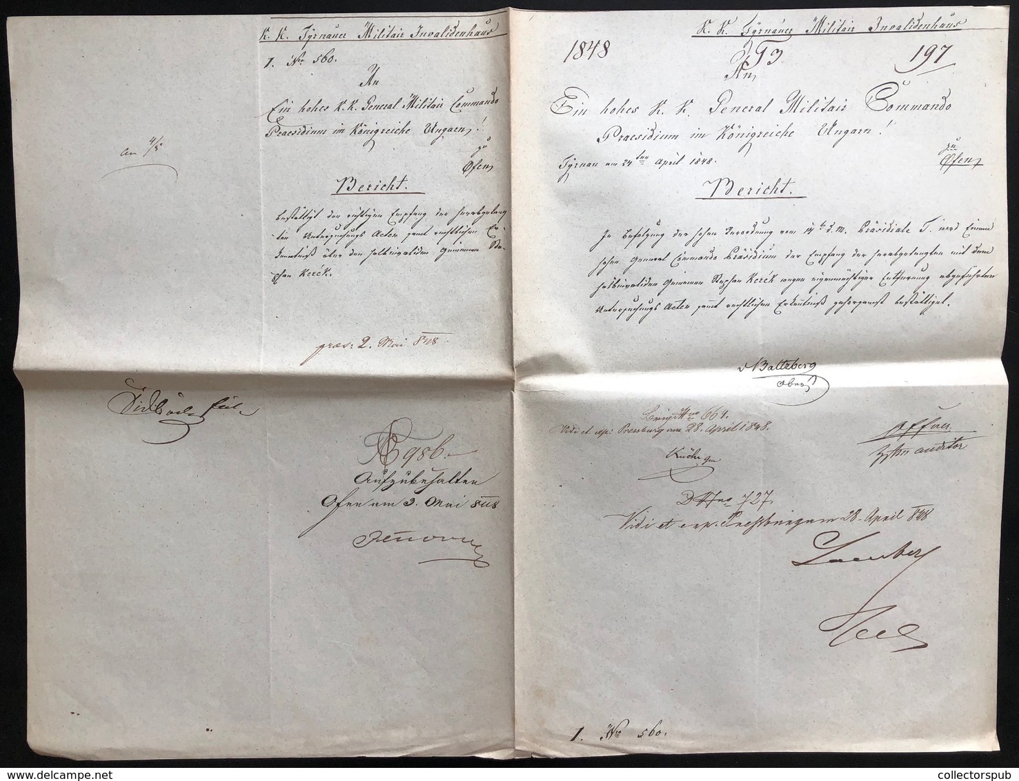 NAGYSZOMBAT 1848.04.24. Lamberg Ferenc Gróf, Altábornagy, Pozsonyi Hadosztályparancsnok Aláírása Katonai Dokumentumon (L - Unclassified