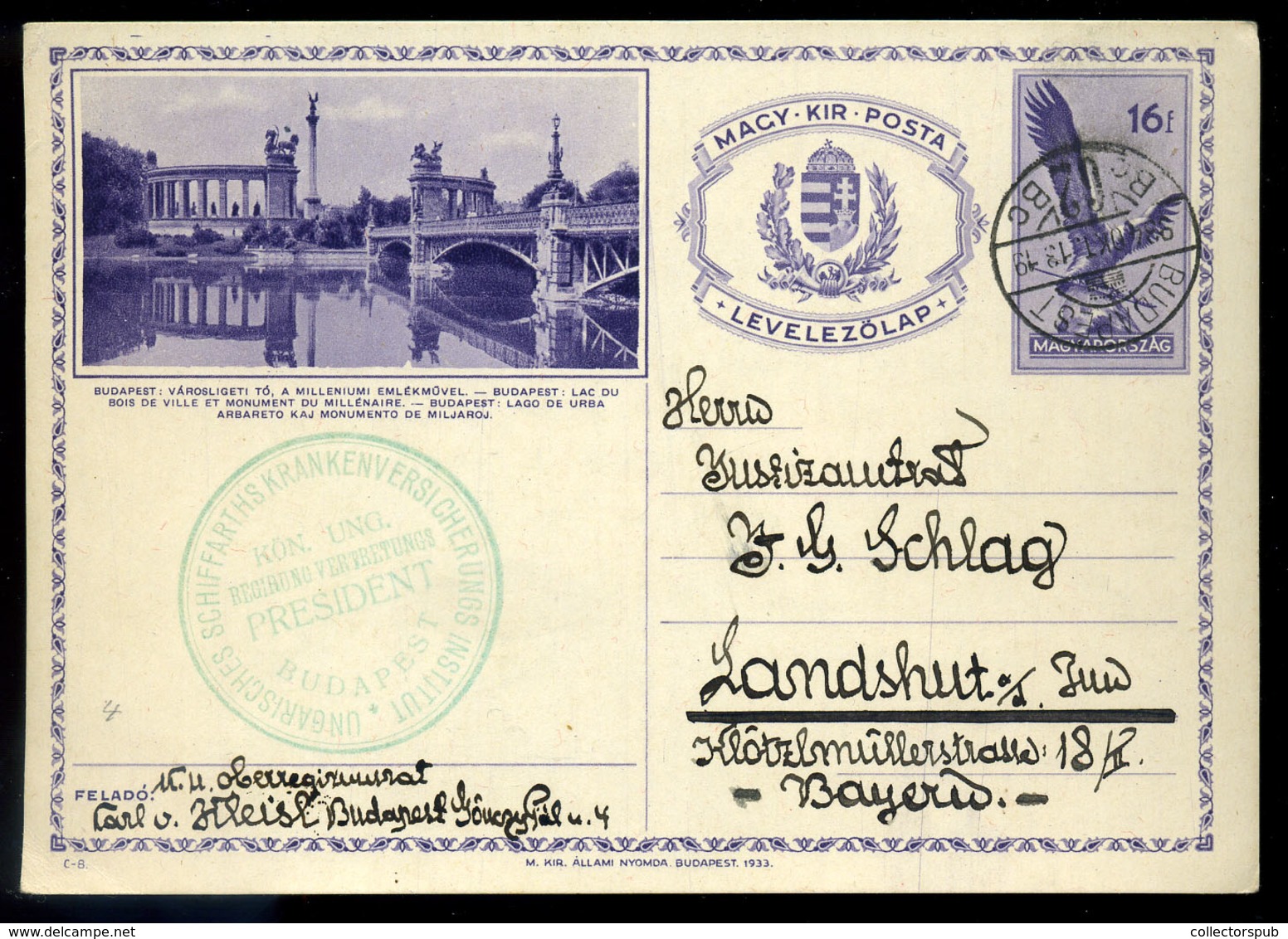 BUDAPEST 1934. Városképes Díjjegyes Levlap Németországba Küldve  /  City View Stationery P.card To Germany - Lettres & Documents