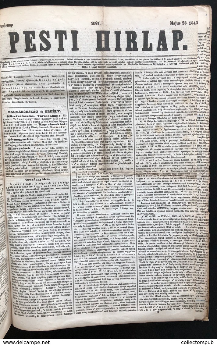 PESTI HÍRLAP 1841. Szerk. Kossuth Lajos , 45 Szám Bekötve, Meglazult Kötésben, Belül Szép állapotban  /  PEST GAZETTE Ed - Non Classés