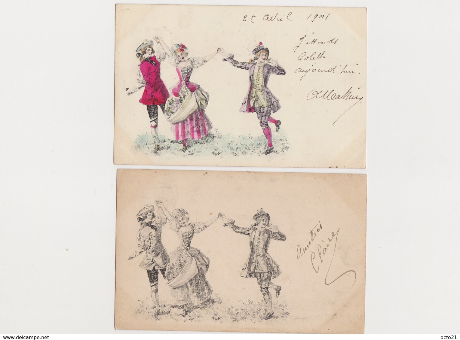 Lot De 5 Cartes Fantaisie / Farandole - Danses