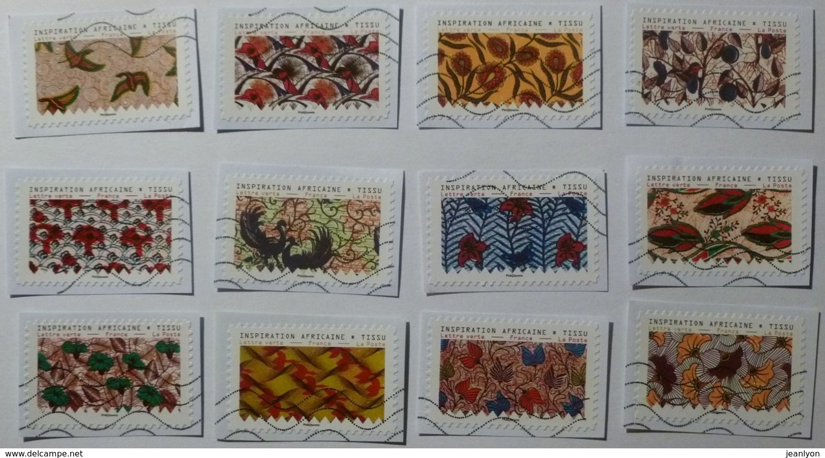 TISSU AFRIQUE - INSPIRATION AFRICAINE / 12 Timbres France 2019 - SERIE COMPLETE - Oblitérés Sur Fragments - French Stamp - Other & Unclassified