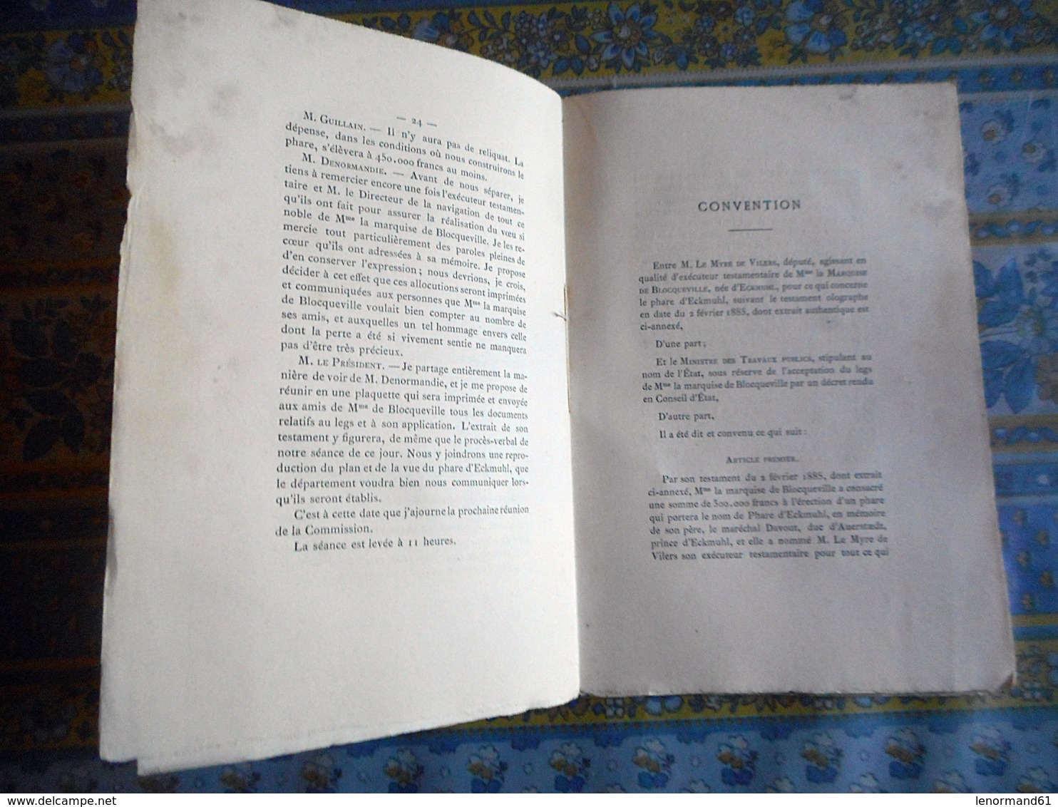 LIVRE TESTAMENT DE LA MARQUISE DE BLOCQUEVILLE LE PHARE D' ECKMUHL SUR LA POINTE DE PENMARC'H 1893 FINISTERE BRETAGNE - Documents Historiques