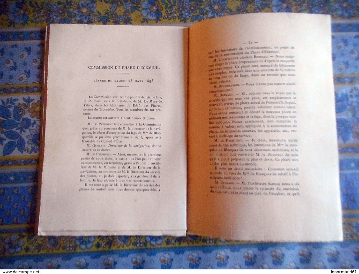 LIVRE TESTAMENT DE LA MARQUISE DE BLOCQUEVILLE LE PHARE D' ECKMUHL SUR LA POINTE DE PENMARC'H 1893 FINISTERE BRETAGNE - Documents Historiques
