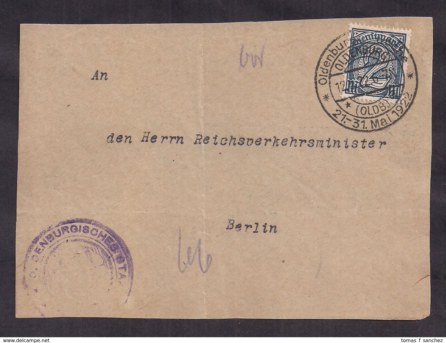 Deustches Reich - 1922 - Brieffragment - Postkarte - Lettres & Documents