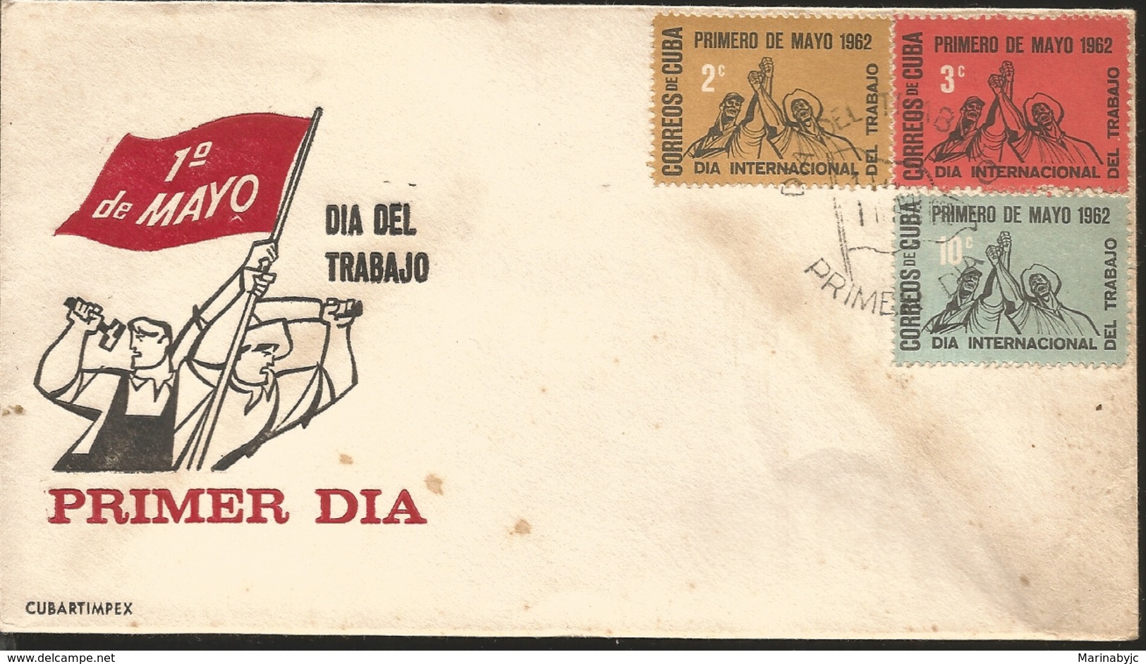 V) 1962 CARIBBEAN, INTERNATIONAL LABOR DAY, BLACK CANCELLATION, FDC - Cartas & Documentos