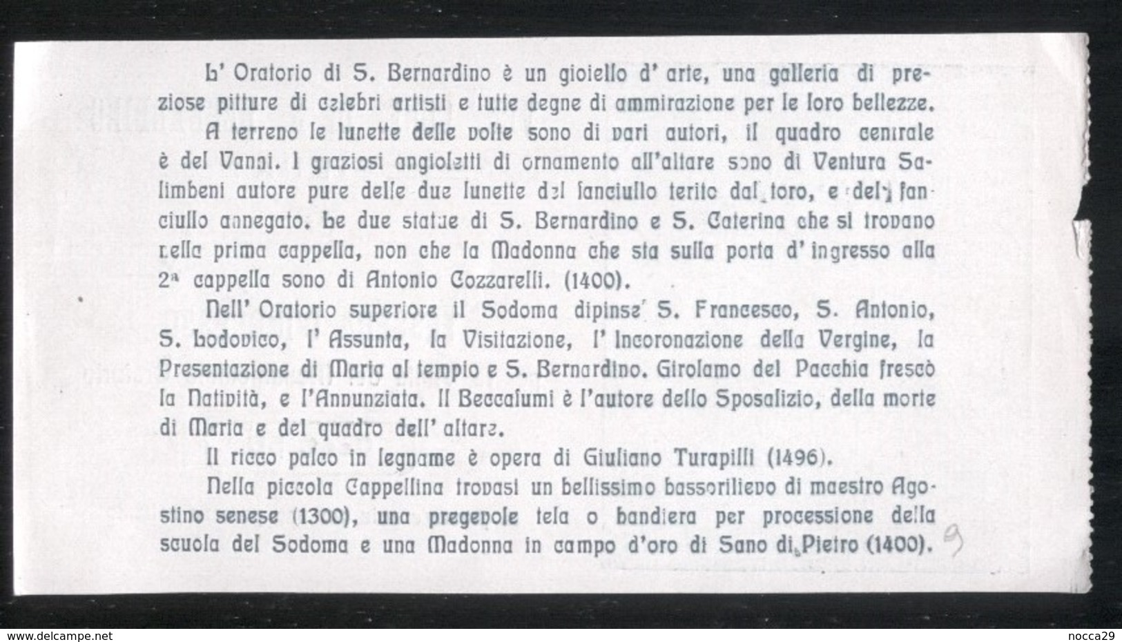 SIENA - INIZI 900 - TESSERA O BIGLIETTO D'INGRESSO PER LA VISITA DELL'ORATORIO DI S.BERNARDINO ( Cent.50 ) (STAMP82) - Biglietti D'ingresso